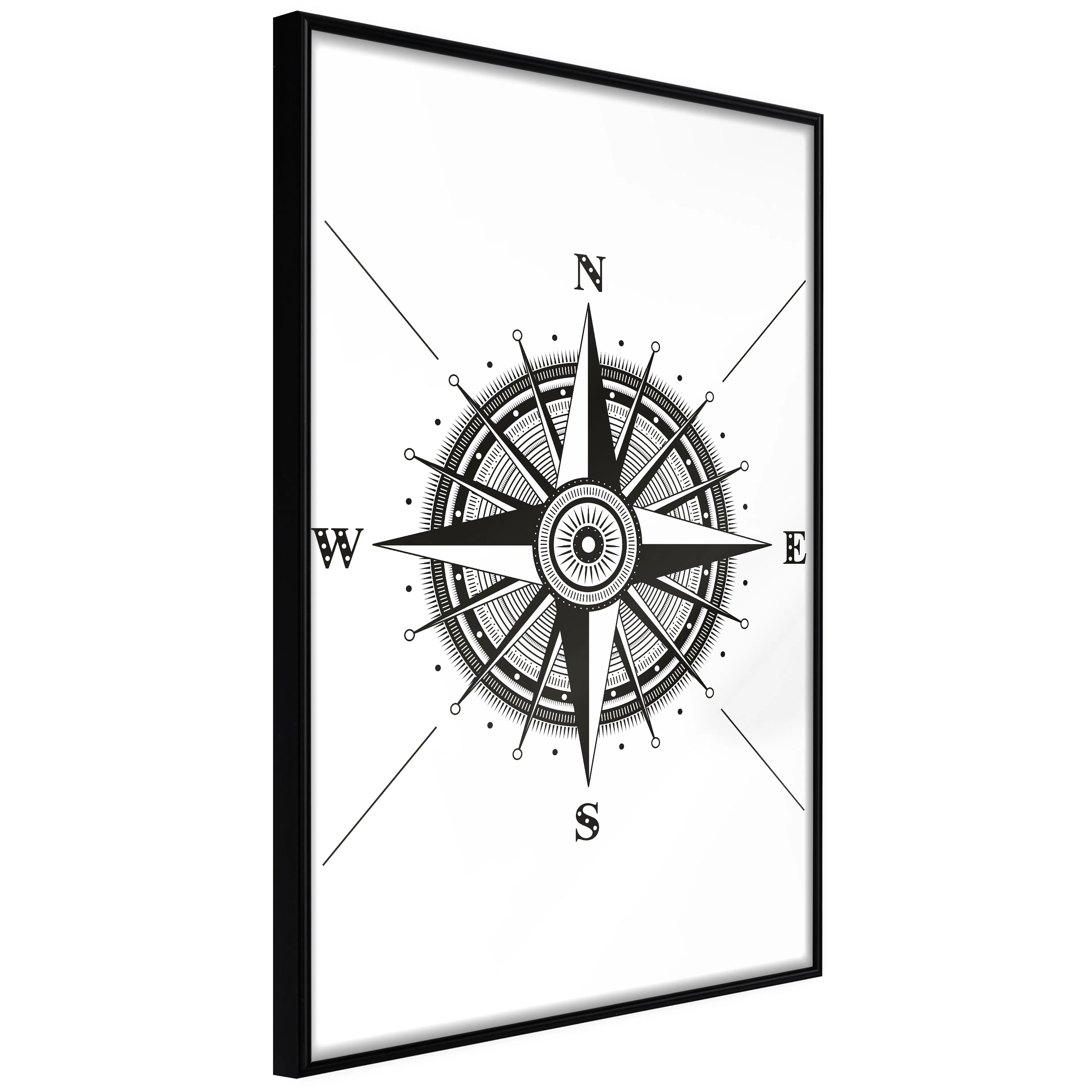 Affisch - Compass [Poster] 40x60 Svart ram, 40x60 cm