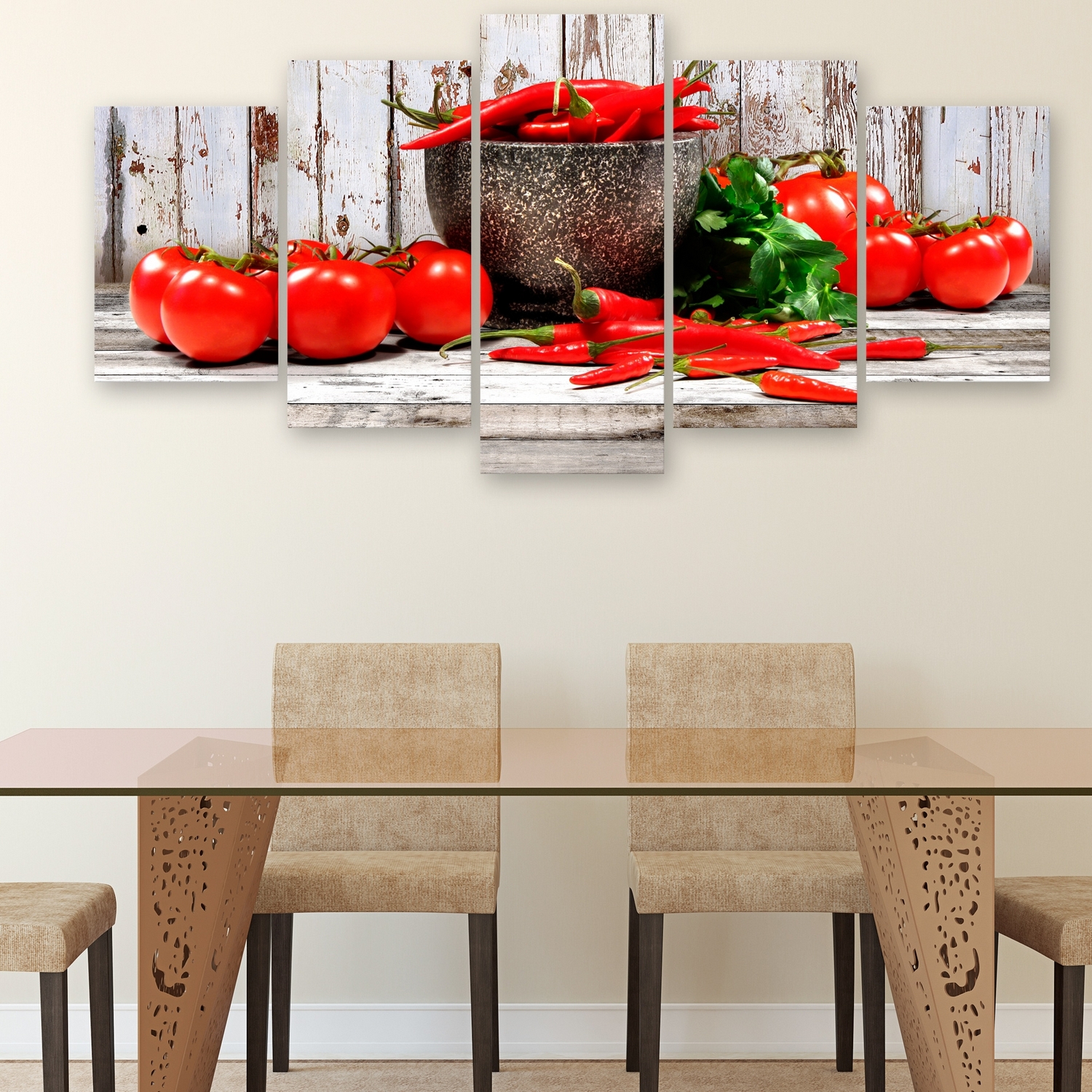Tavla Arkiio Red Vegetables Wood 5 delar