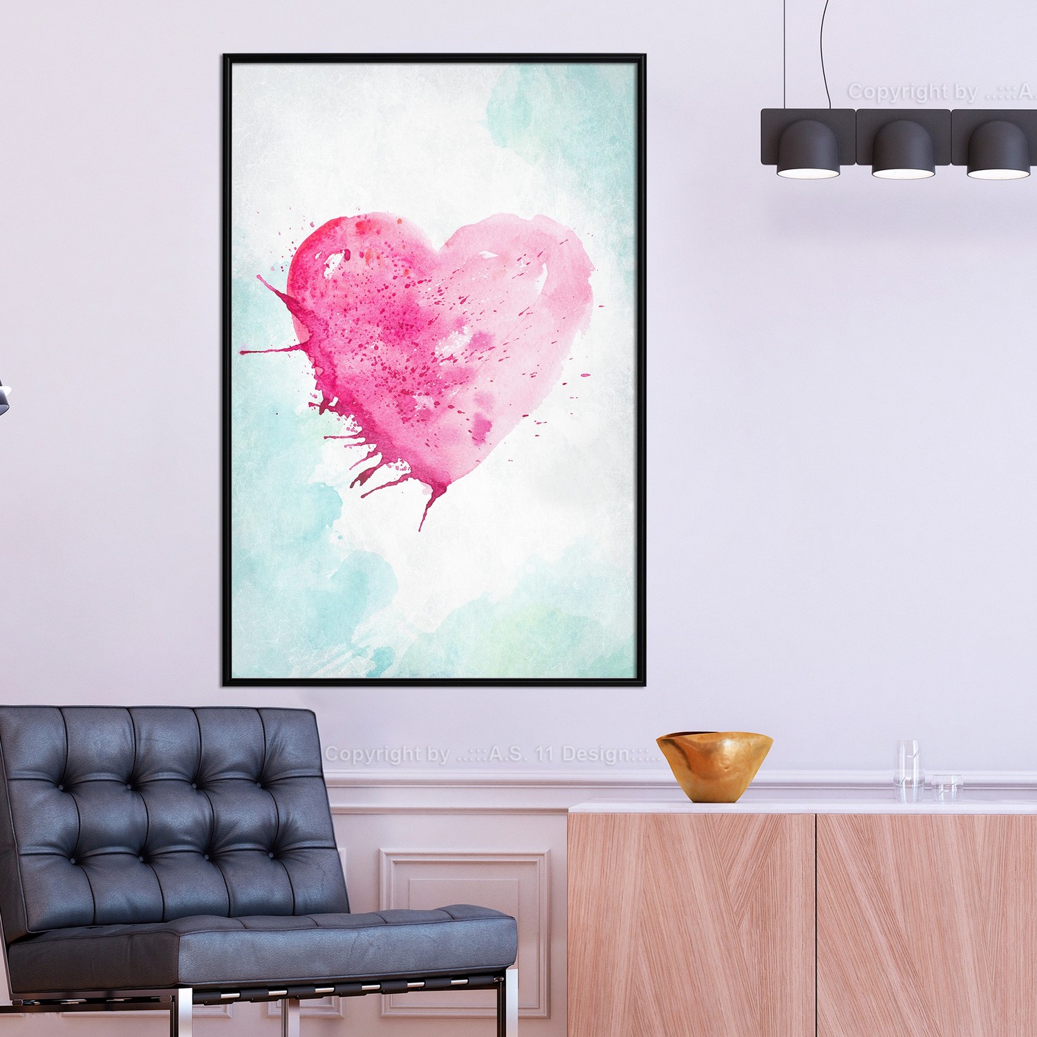 Affisch - Watercolour Heart [Poster] 30x45 Svart ram, 30x45 cm