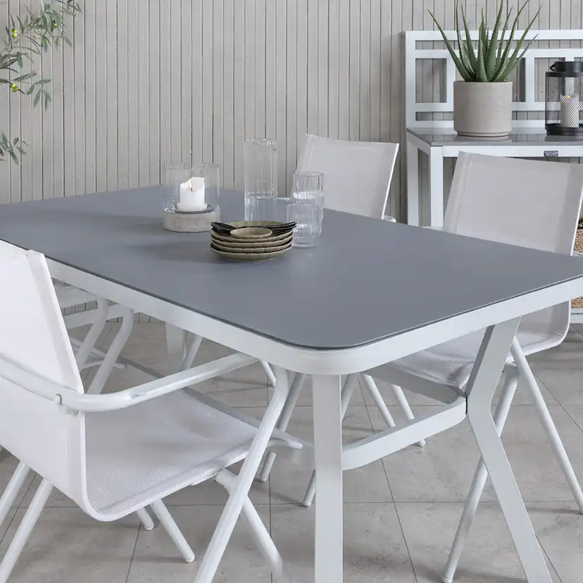 Matgrupp Utomhus Venture Home Vyn Vit med 4 Anve Trädgårdsstolar