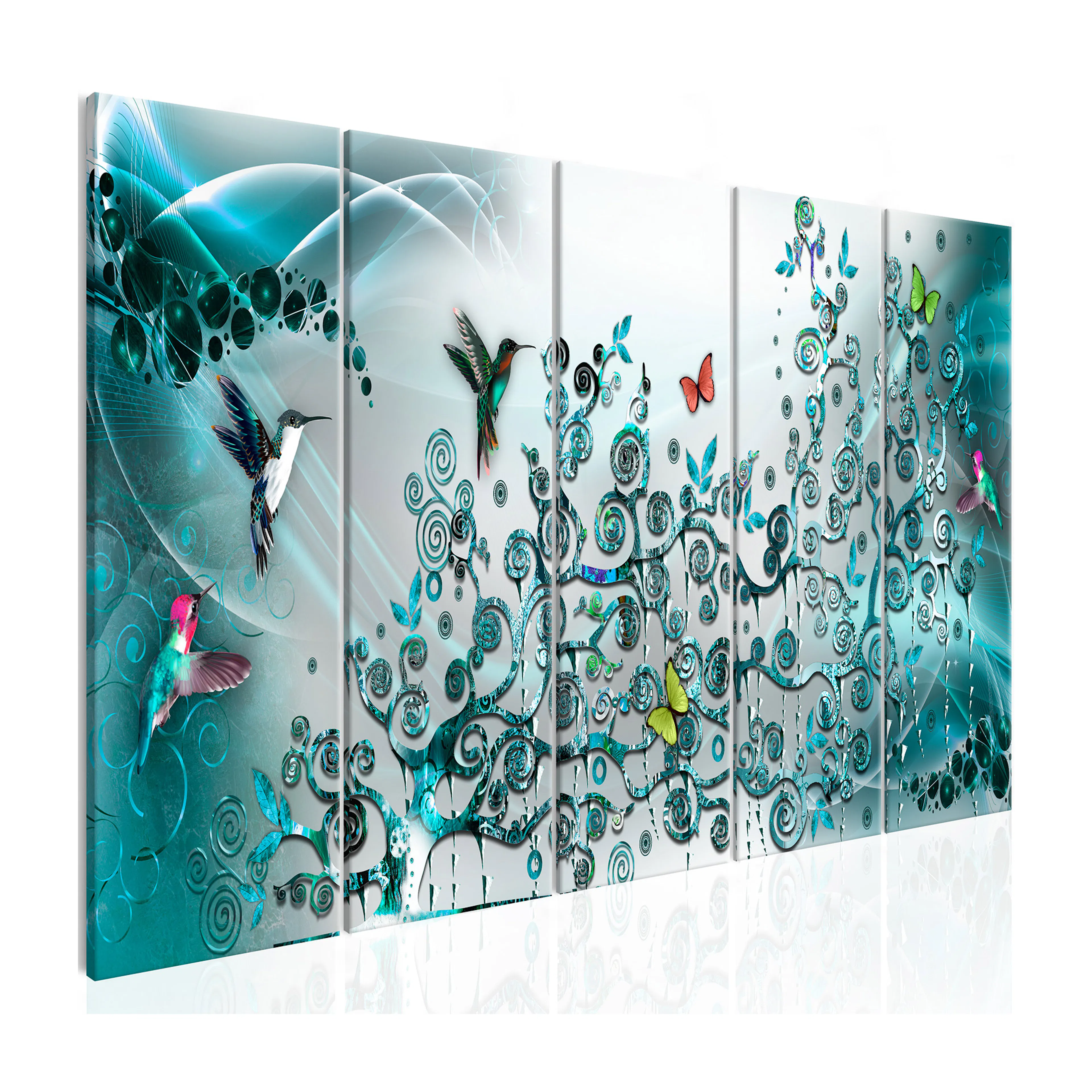 Tavla Arkiio Hummingbirds Dance 5 delar Turkos