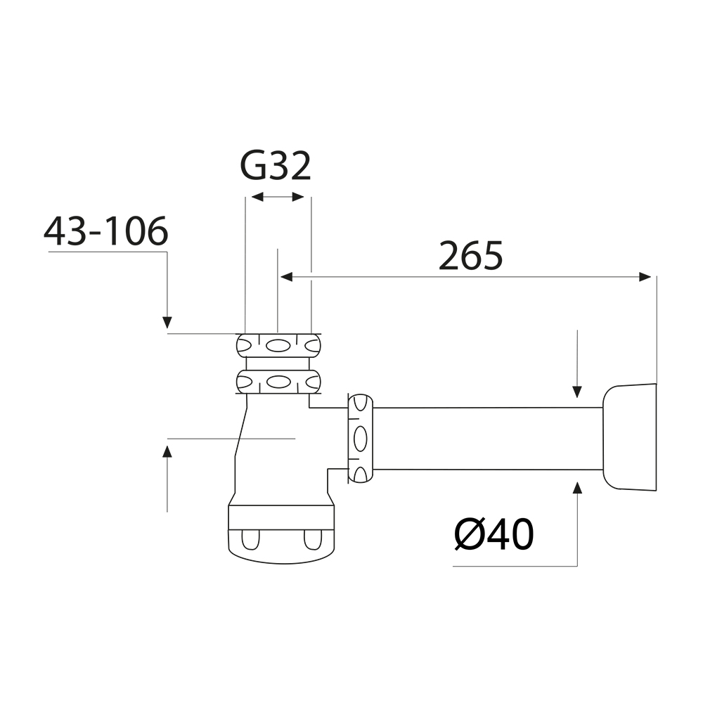 Vattenlåssats Purus Vägg G32xØ40