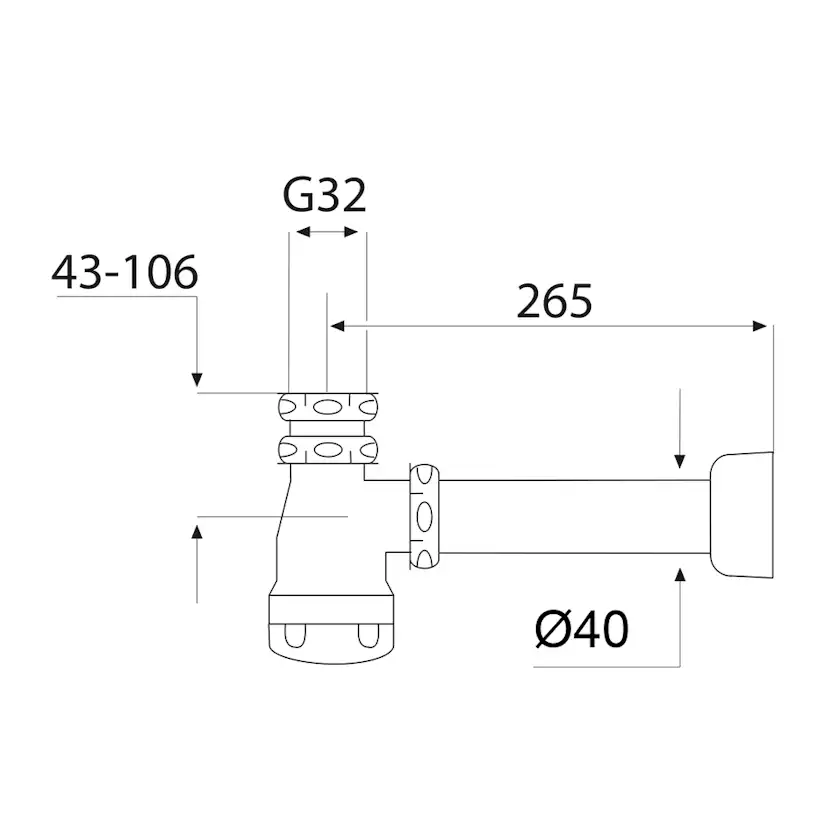 Vattenlåssats Purus Vägg G32xØ40