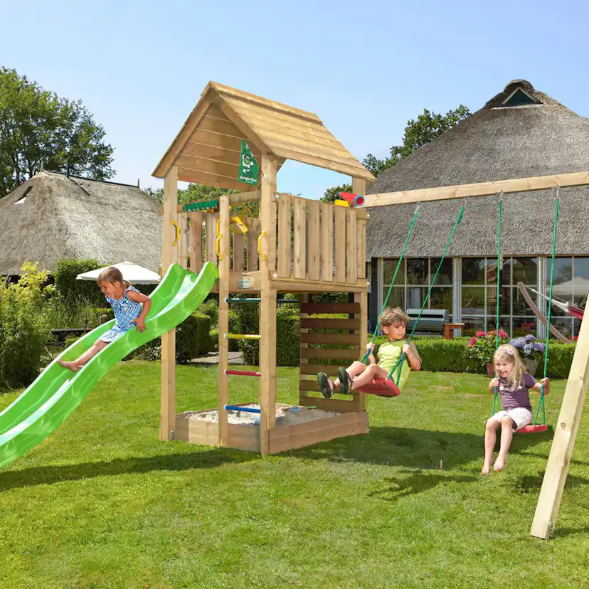 Lektorn Jungle Gym Cabin 2.1 Gungmodul & Grön Rutschkana