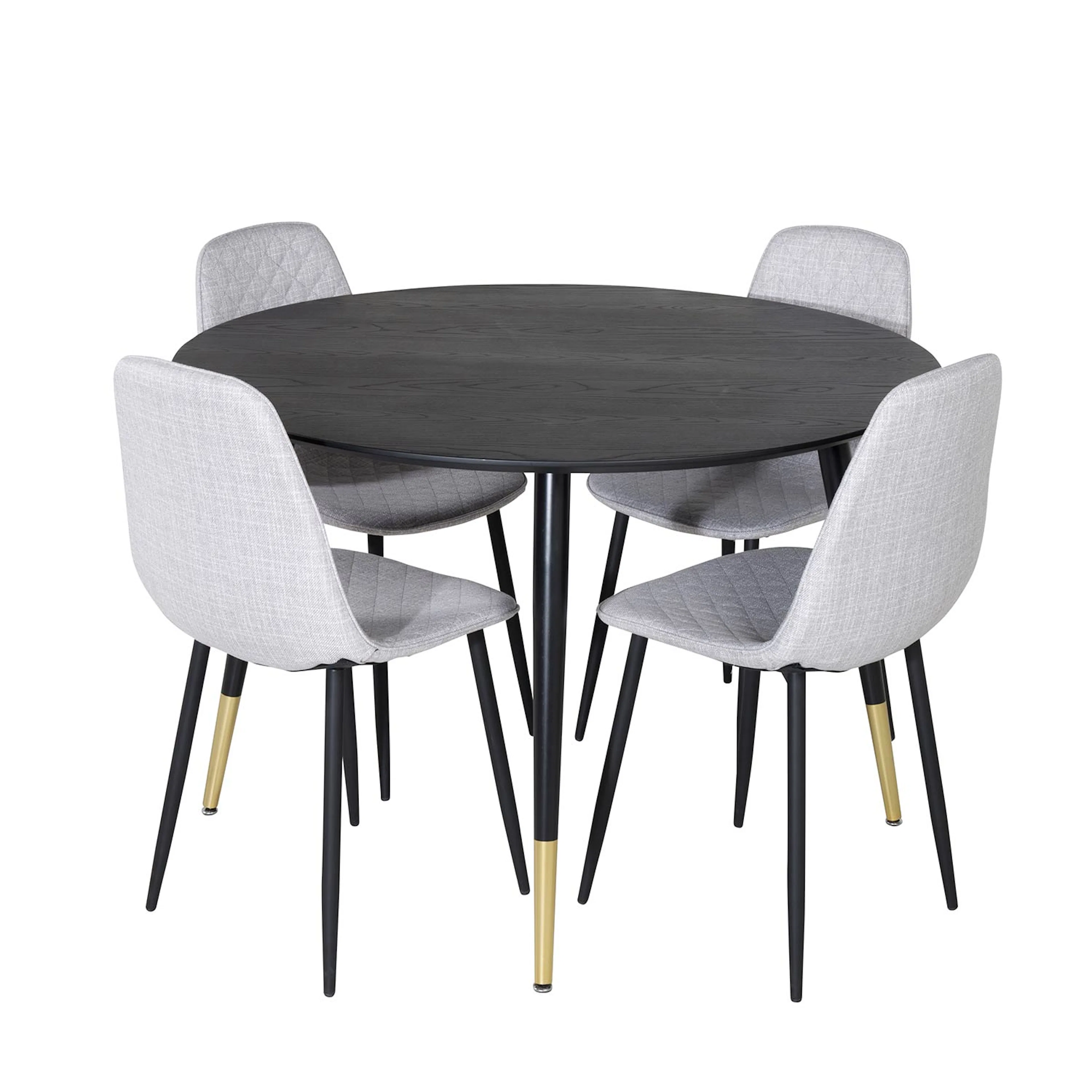 Dipp Table -Black /+Polar Diamond Chair - Grey Fabric_4 Svart/Mässing/Grå, Polyester