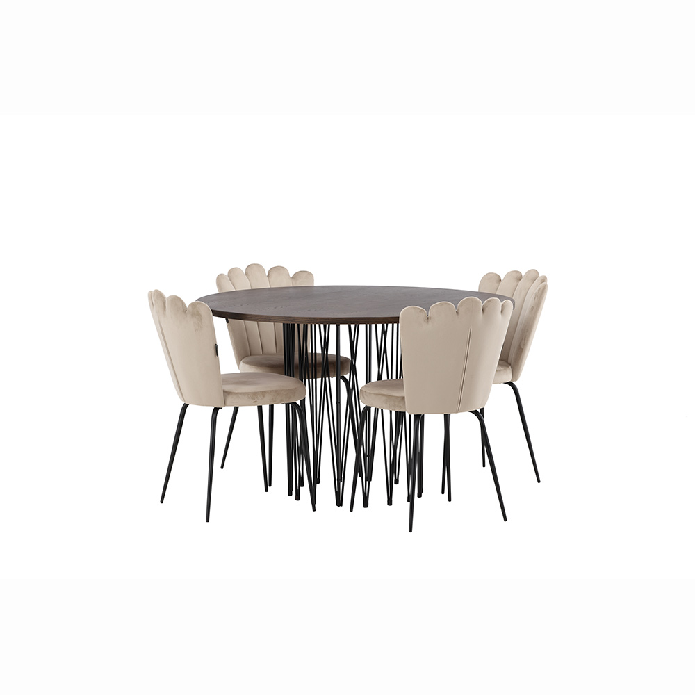 Matgrupp furniture/fashion Stone Ø120 cm med 4 Limhamn Light Stolar