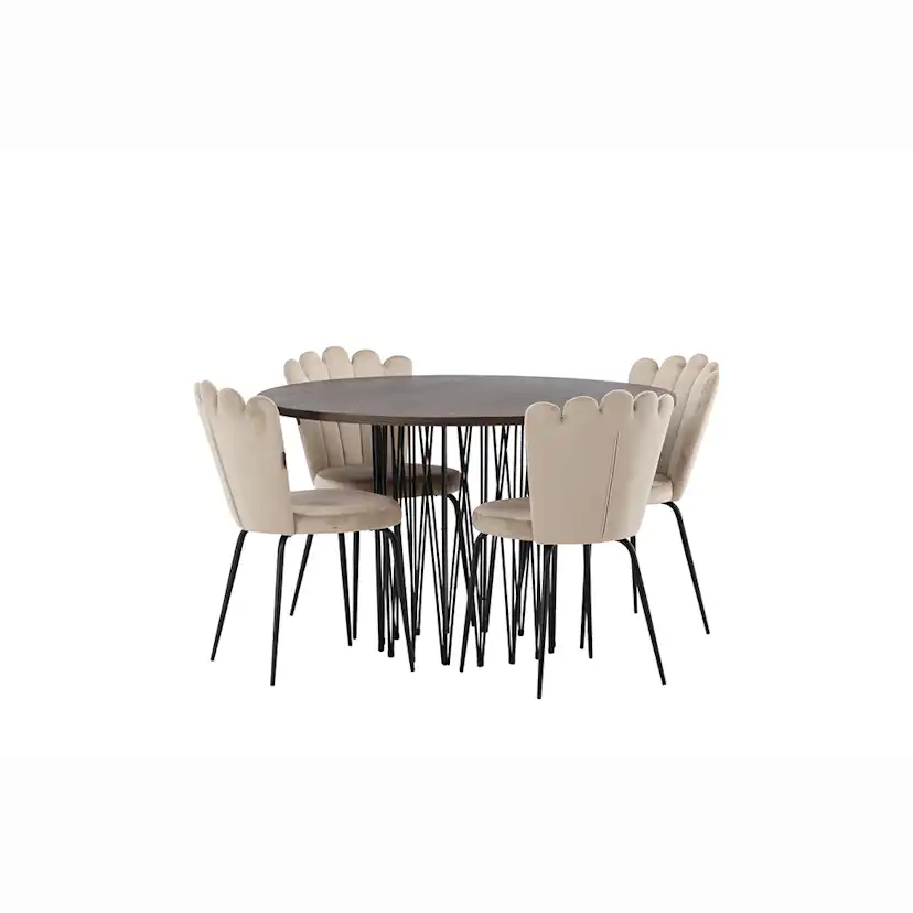 Matgrupp furniture/fashion Stone Ø120 cm med 4 Limhamn Light Stolar