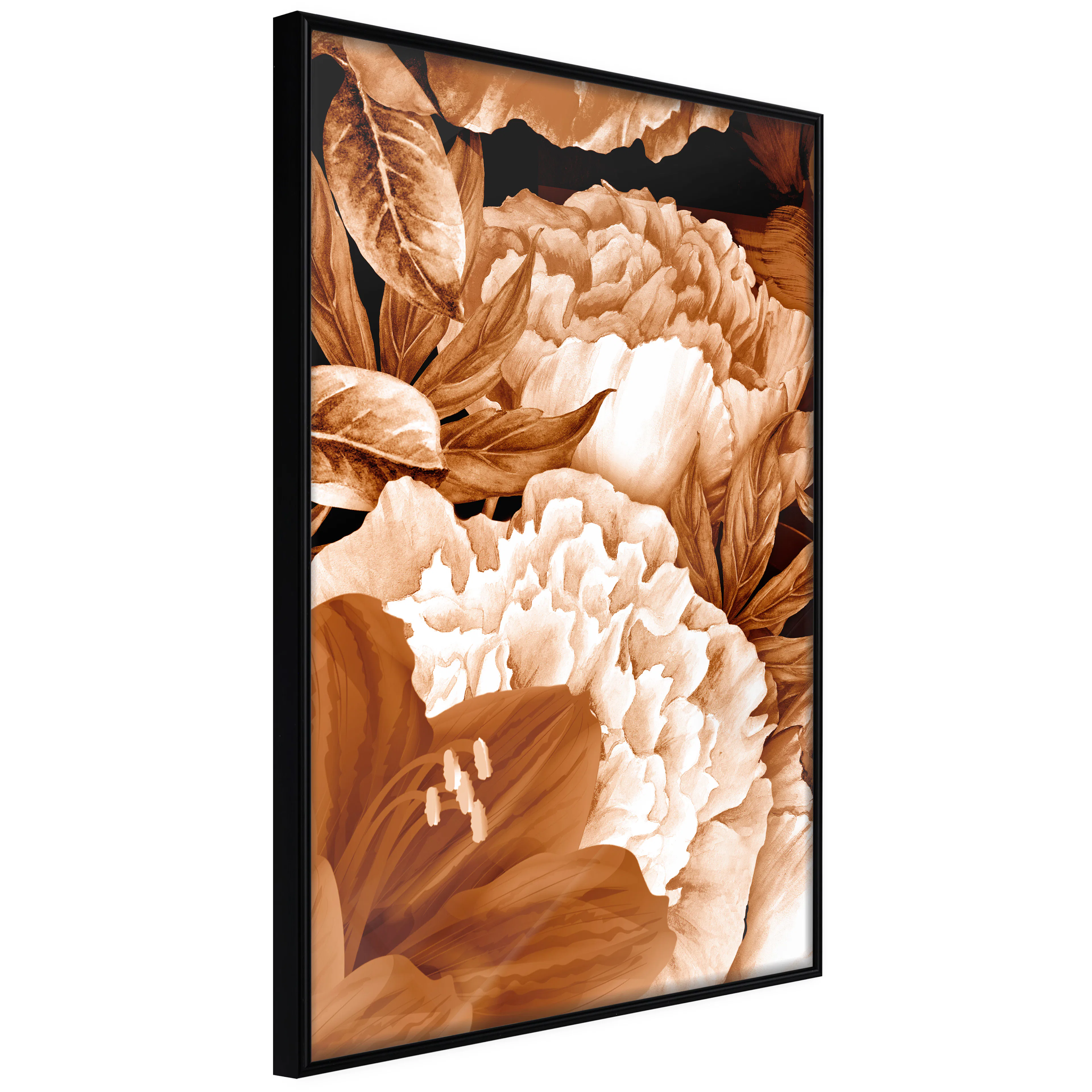Affisch - Lilies and Peonies [Poster] 40x60 Svart ram, 40x60 cm