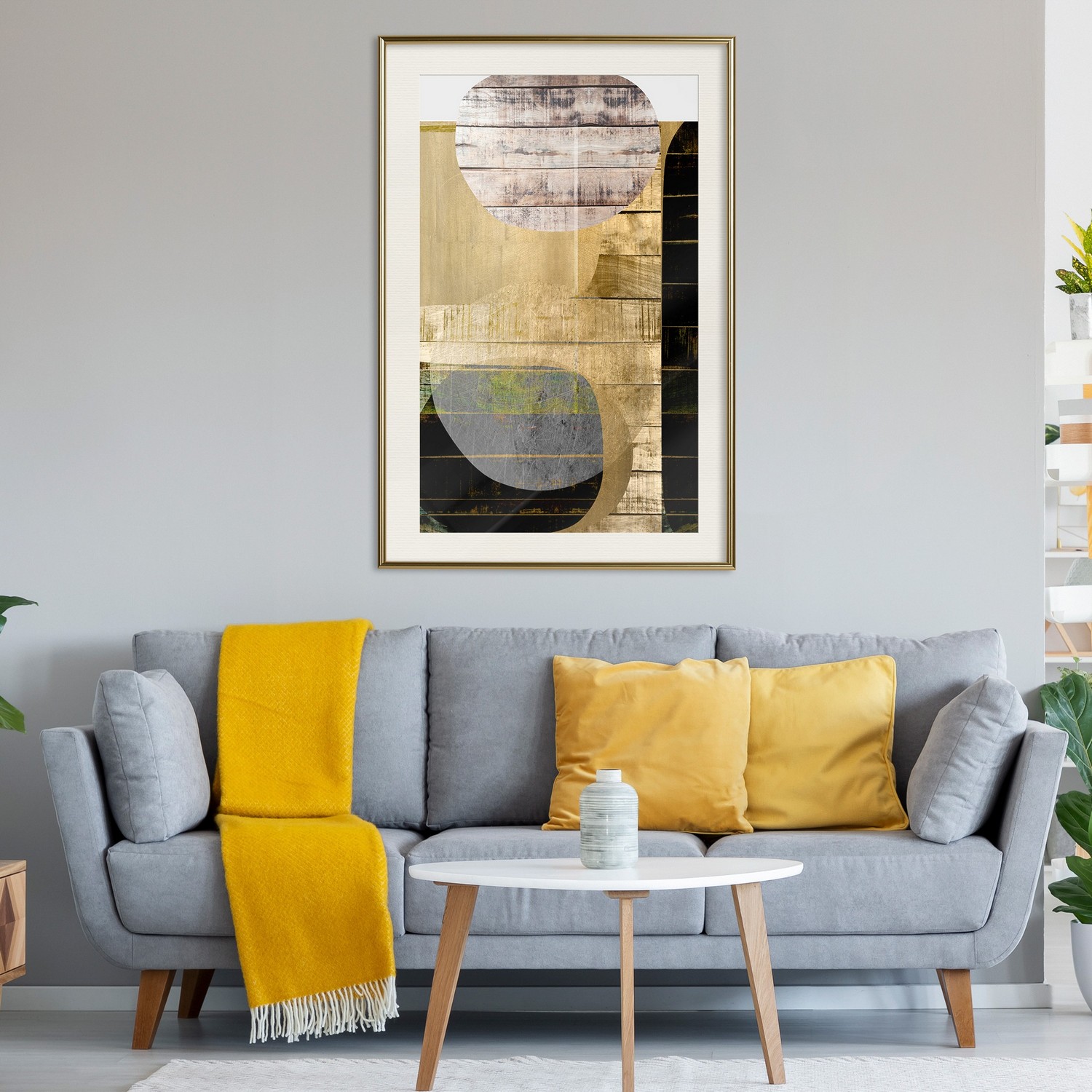 Affisch - Abstract Construction [Poster] 20x30 Guld ram med passepartout, 20x30 cm