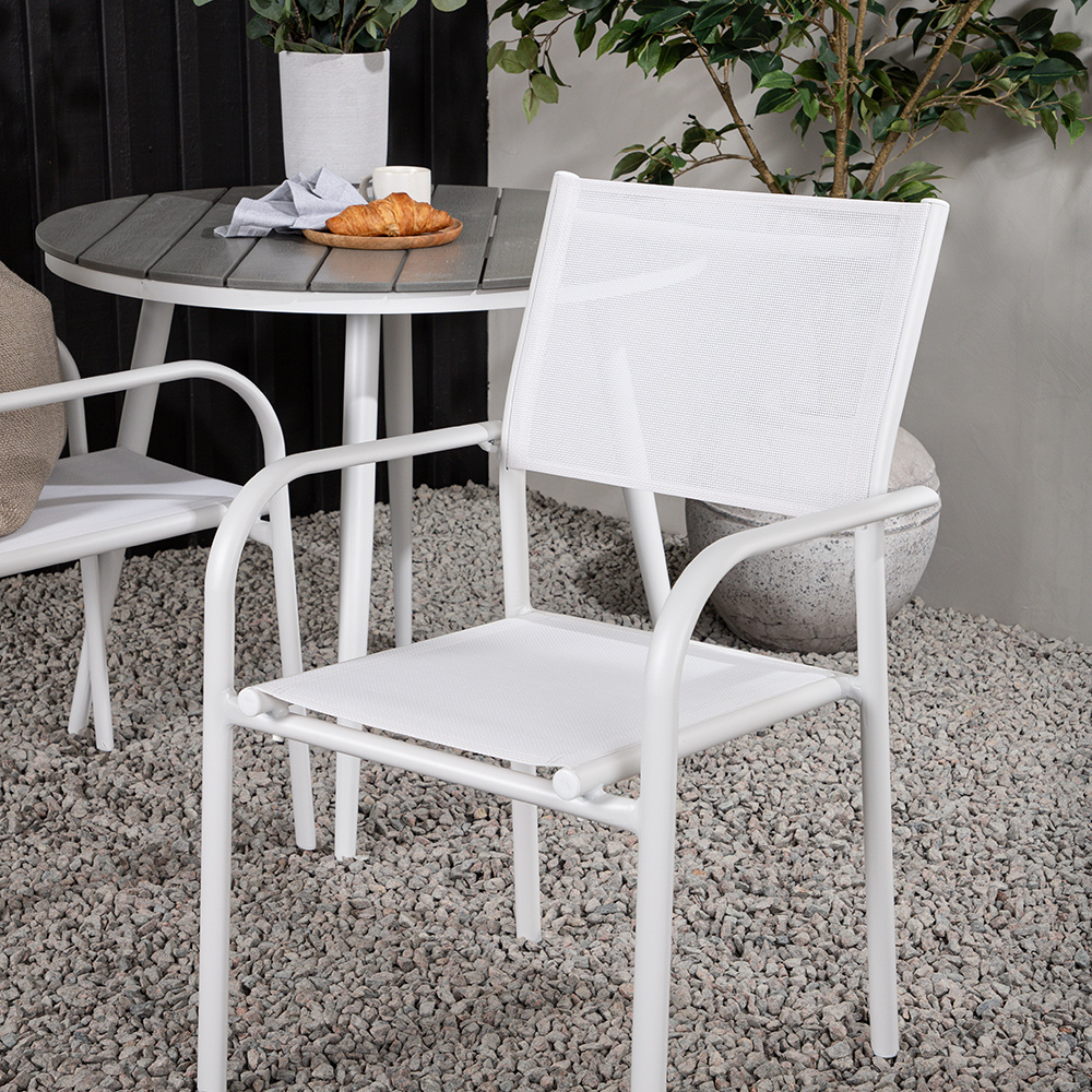Break - Dining Table Round- White / Grey - Alu / Aintwood - Vit