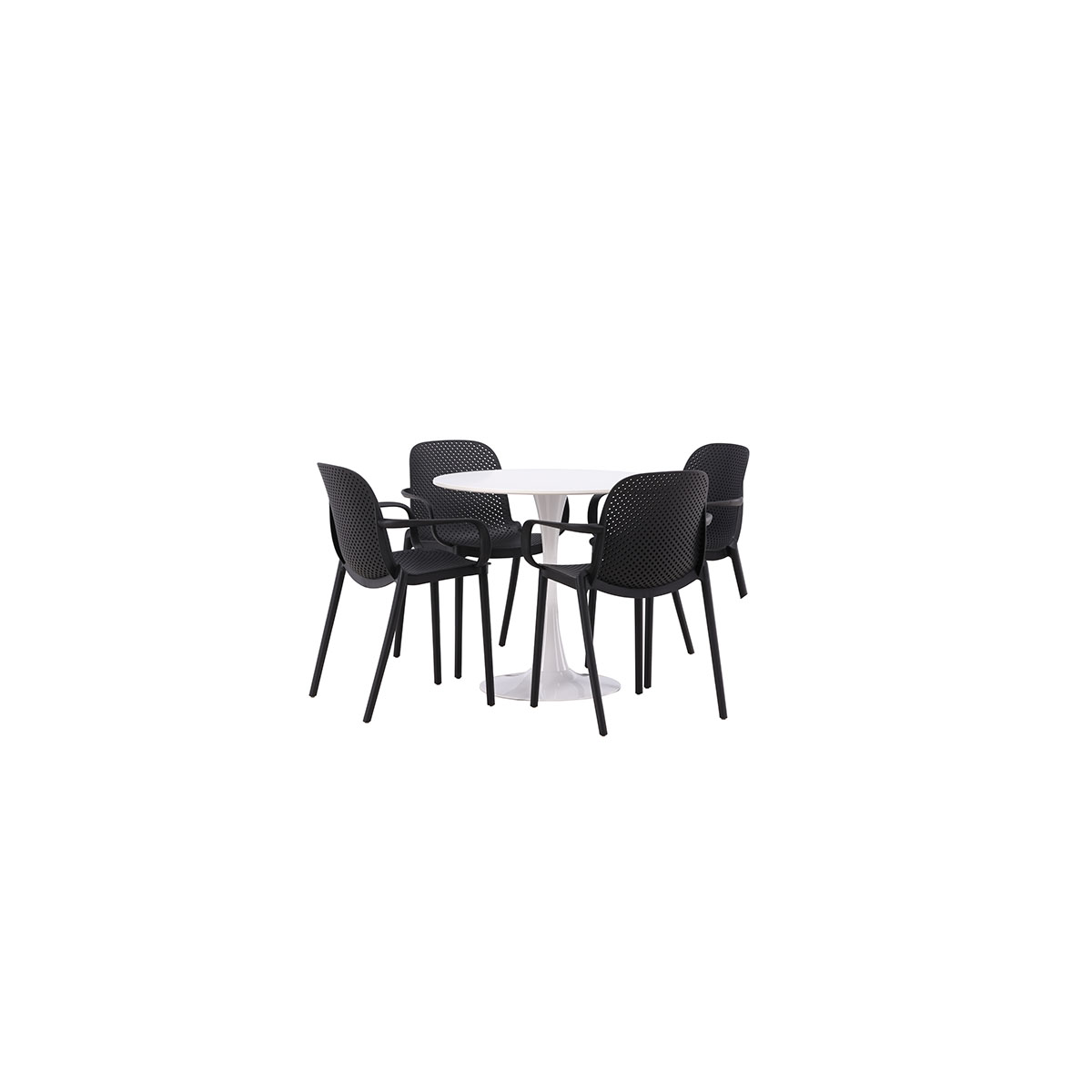 Matgrupp Venture Home Hamden Ø80 cm med 4 Baltimore stolar