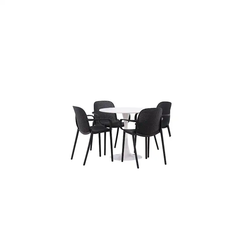 Matgrupp Venture Home Hamden Ø80 cm med 4 Baltimore stolar