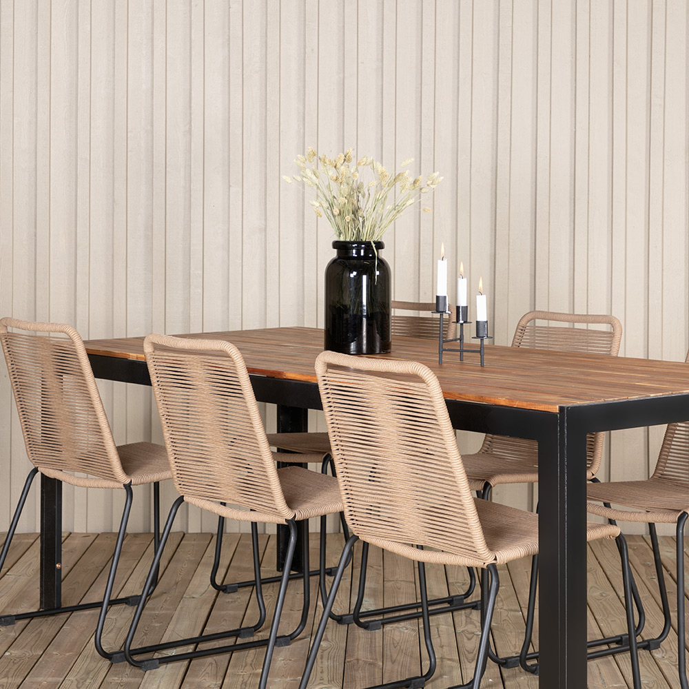 BoisDiningtable205*90cm-LindosStackingChair-LatteRope_6 Beige