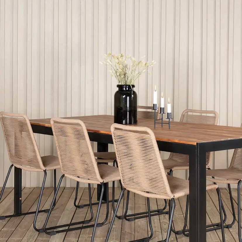 BoisDiningtable205*90cm-LindosStackingChair-LatteRope_6 Beige
