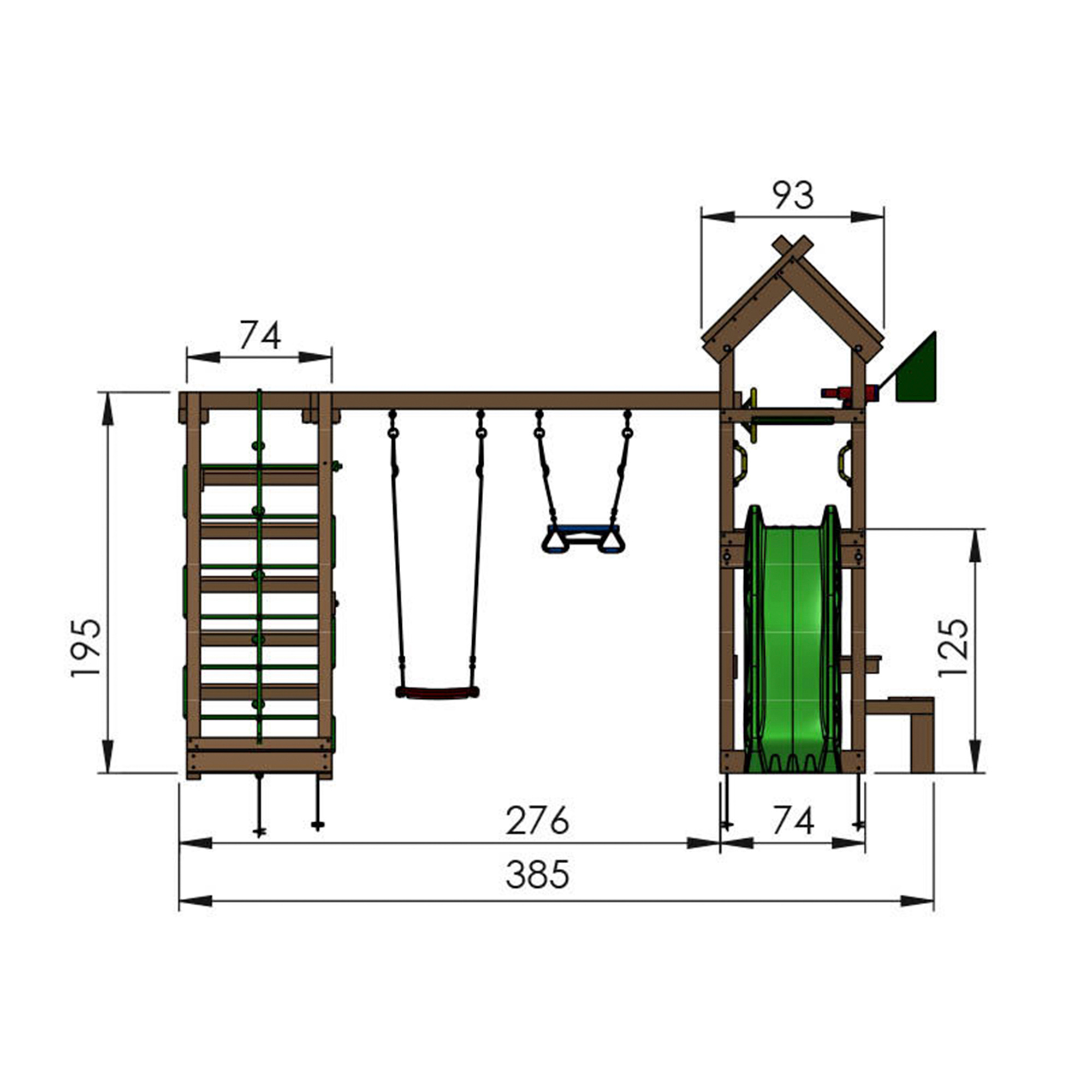 Lektorn Jungle Gym Totem Inkl Klättermodul & Blå Rutschkana