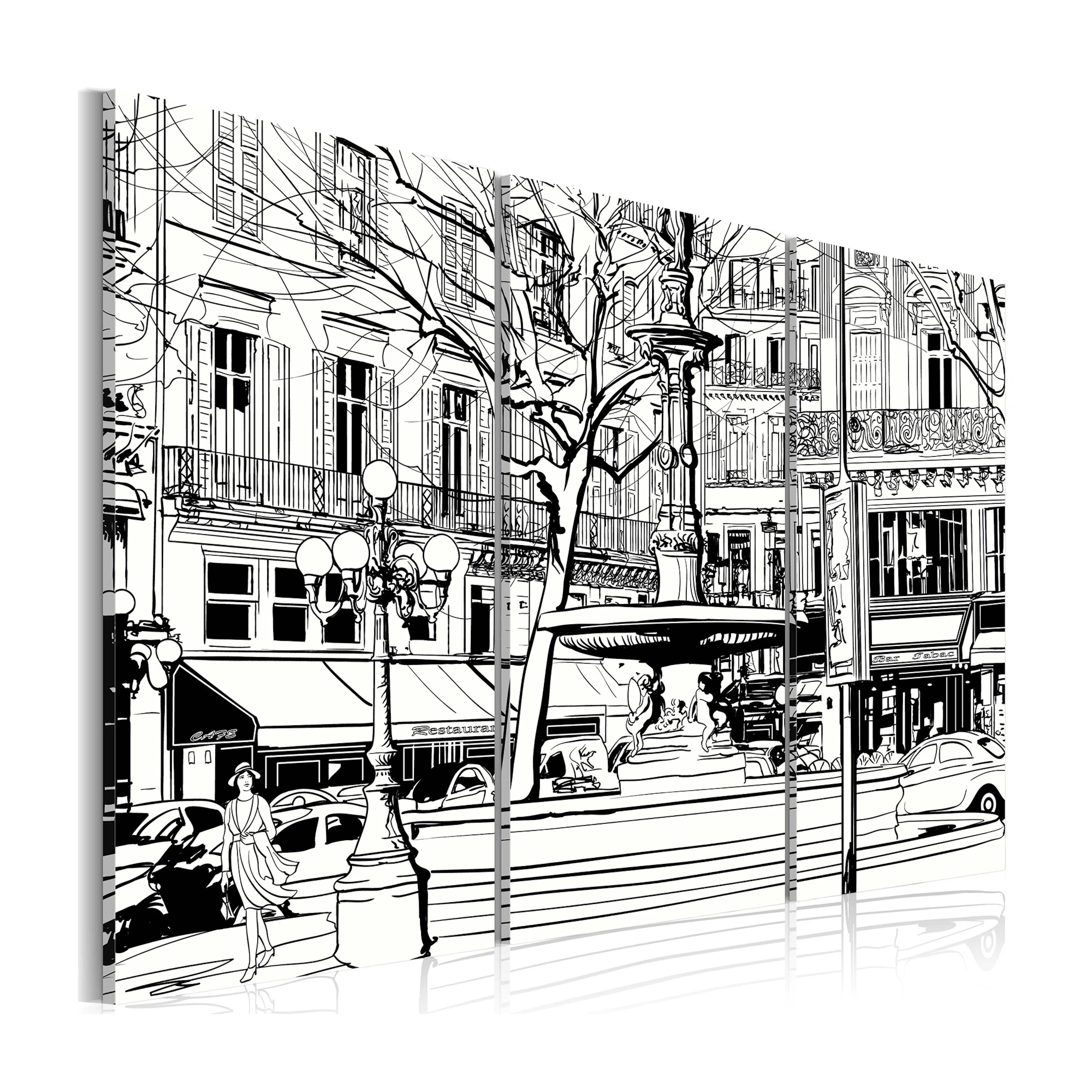 Tavla Arkiio Skiss Över Parisiskt Torg