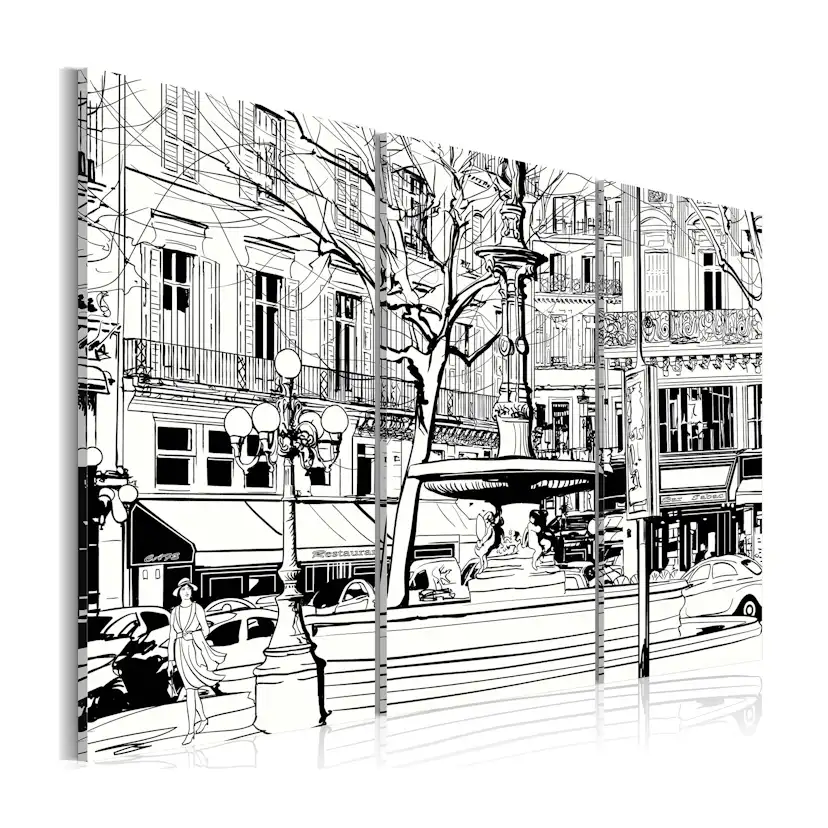 Tavla Arkiio Skiss Över Parisiskt Torg