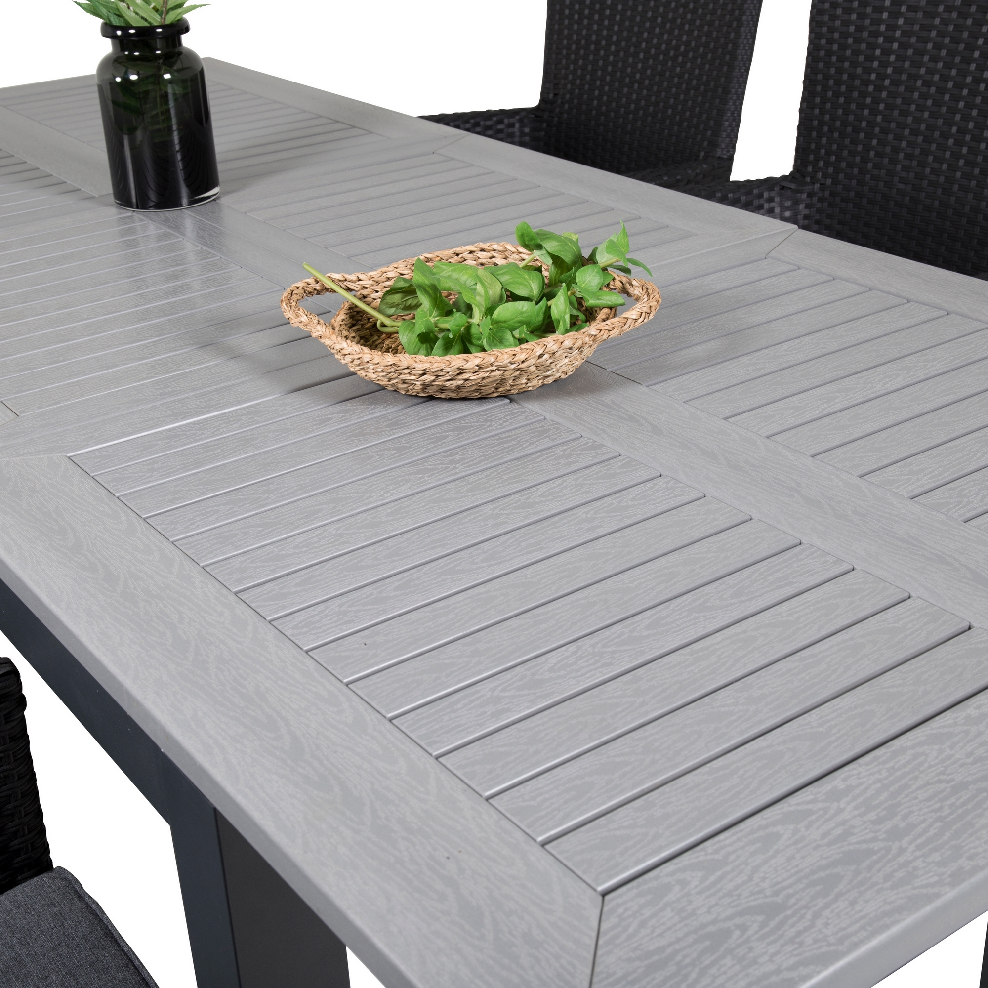 Albany Dining Table 160/240*100 - Svart Alu / Grey Aintwood+ Svart/Grå
