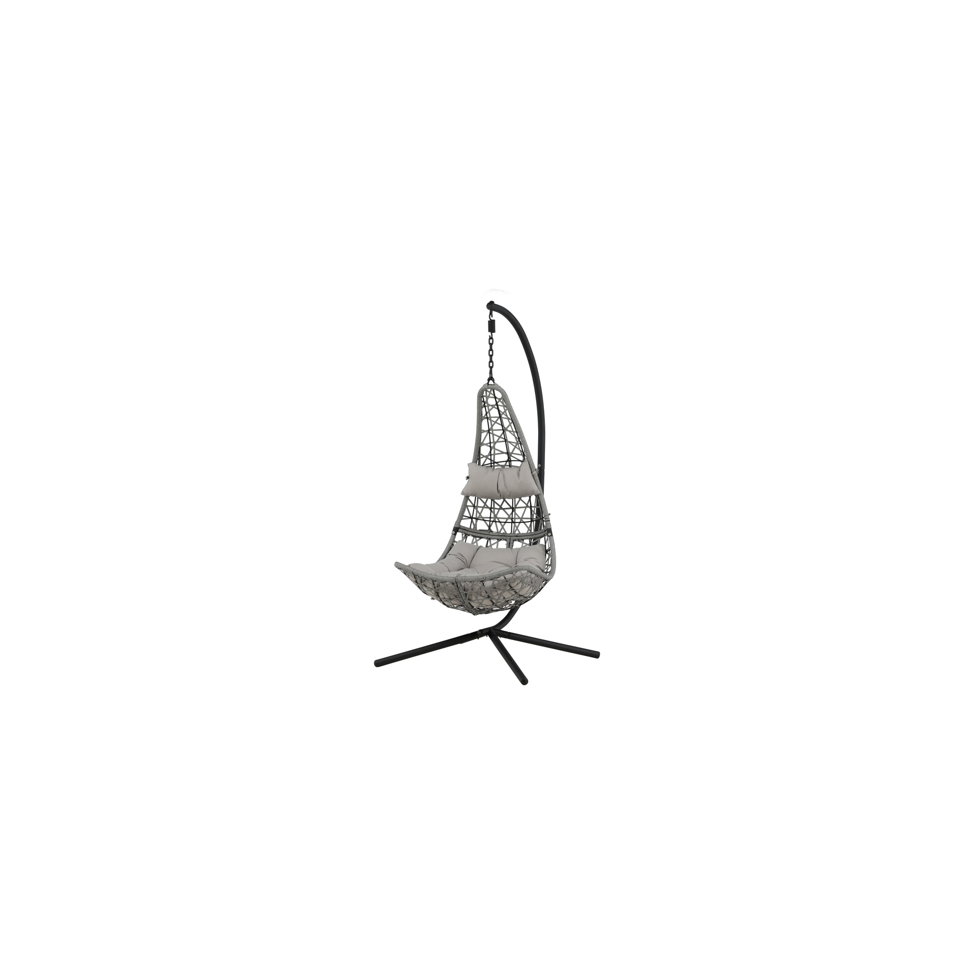 Edinburgh Hanging chair - Black frame/grey wicker/grey cushi Grå