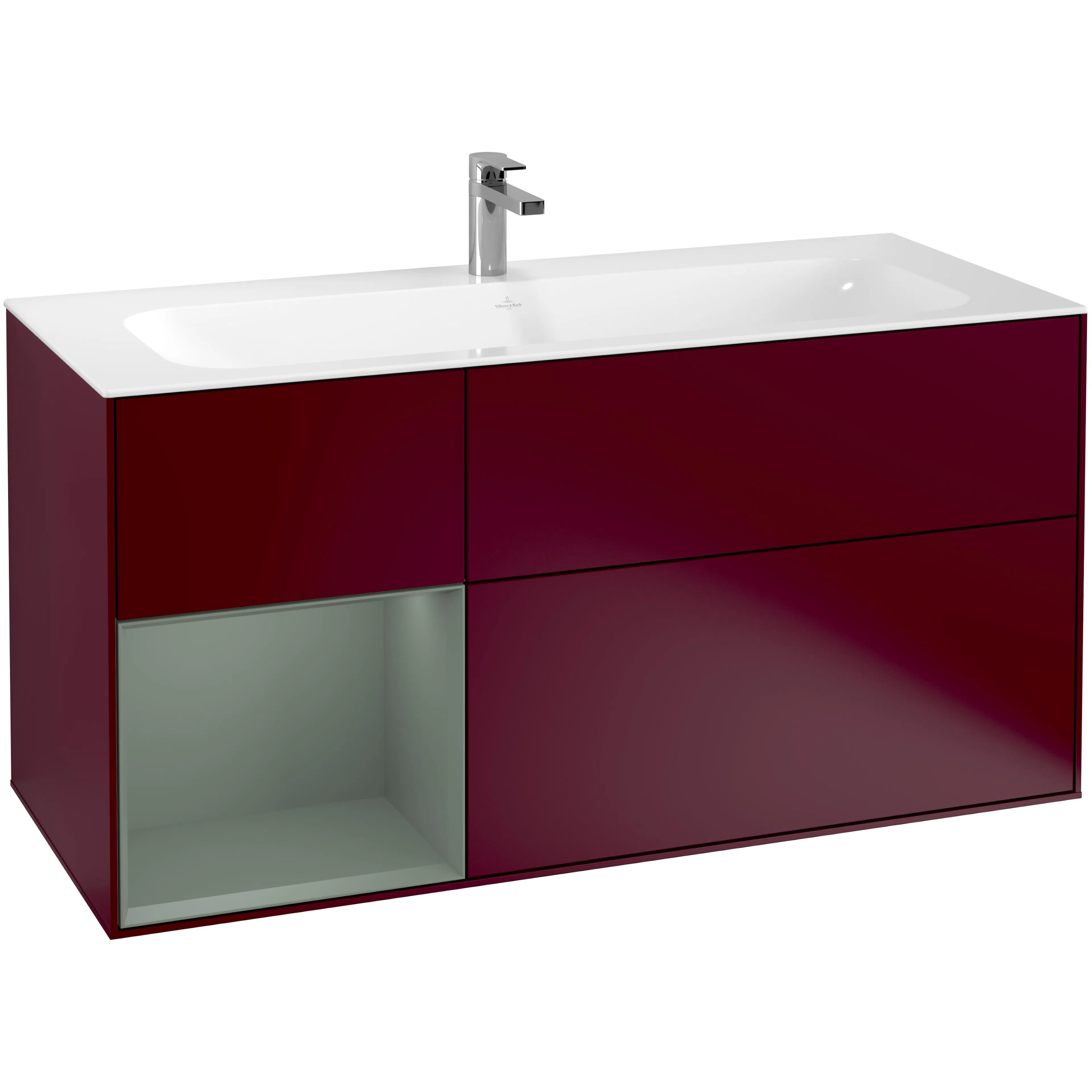 Tvättställsskåp Villeroy & Boch Finion F060GMHB Pion Mattlack/Oliv Mattlack, Lucka Vänster