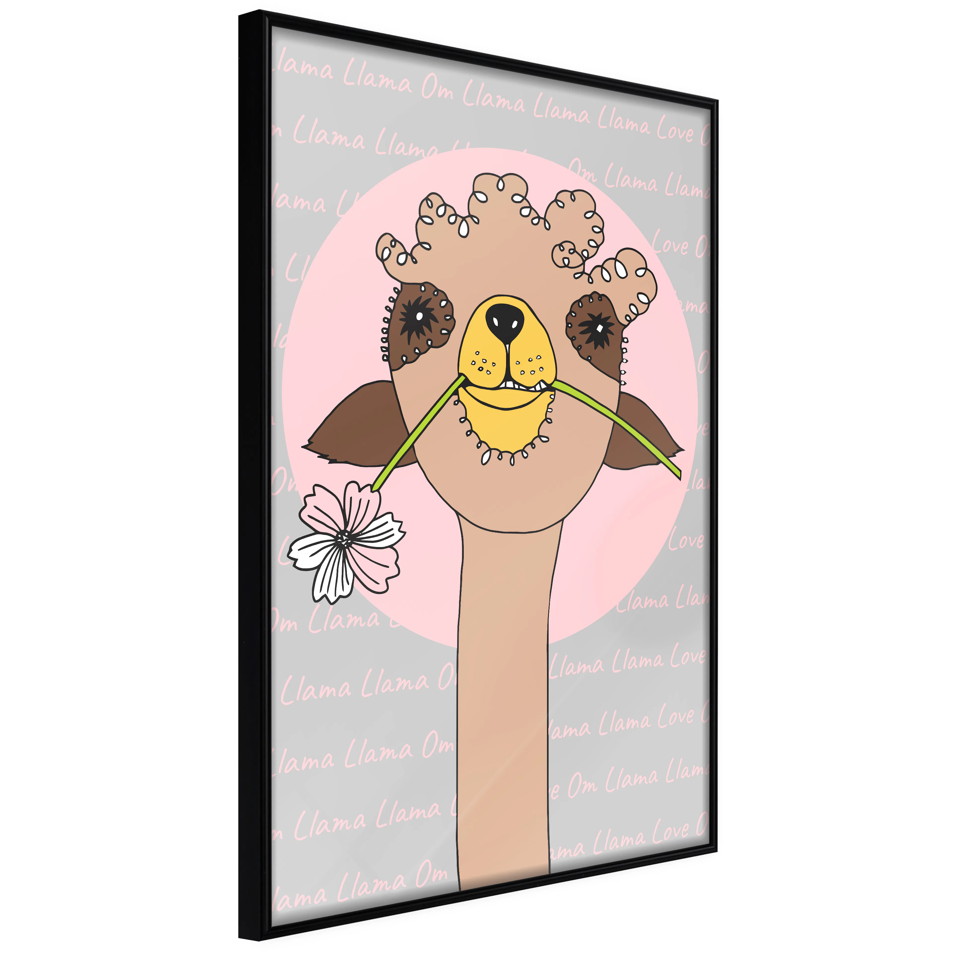 Affisch - Happy Llama [Poster] 40x60 Svart ram, 40x60 cm