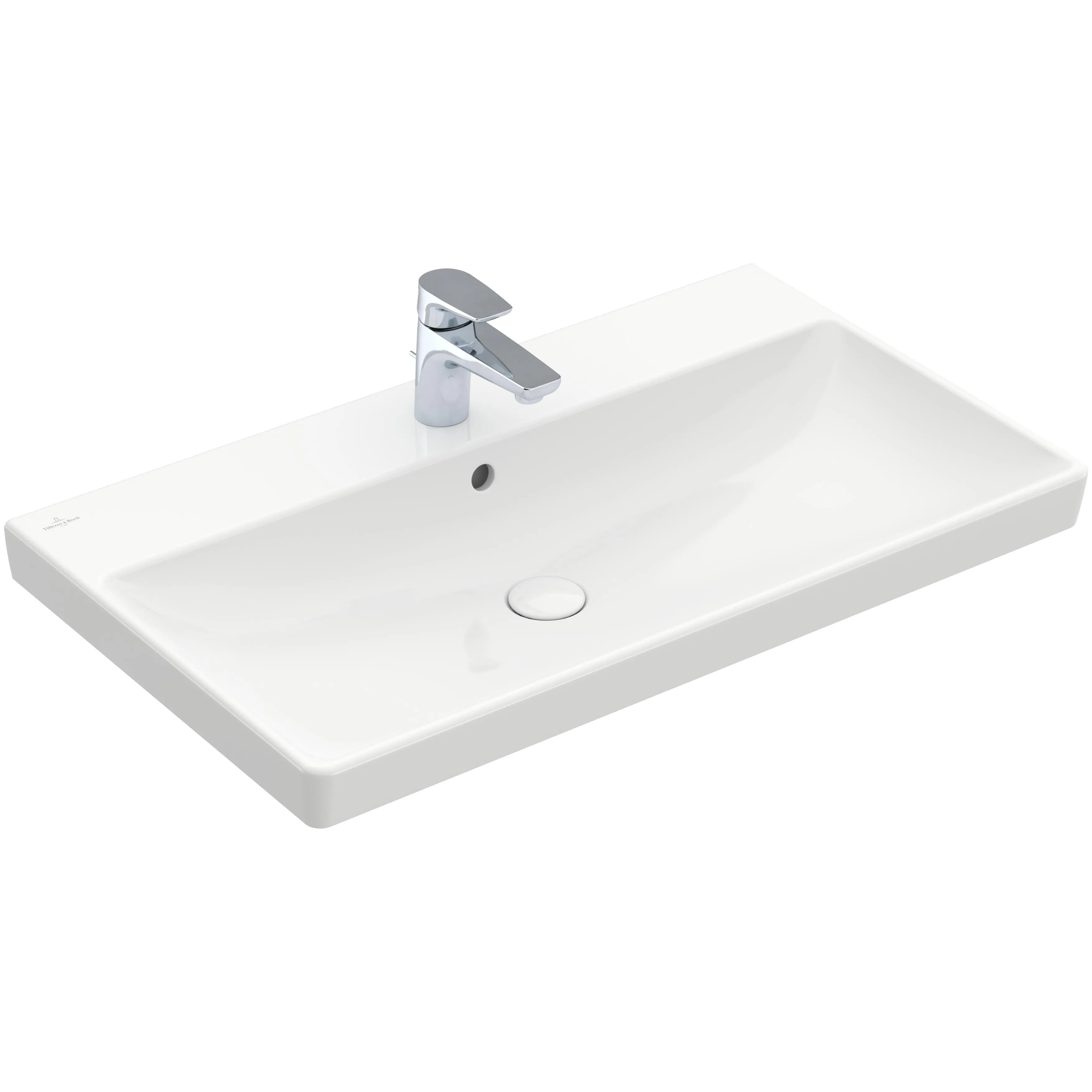 Tvättställ villeroy & Boch Avento 415680R1 Vit Alpin CeramicPlus, Med Bräddavlopp, 800 mm, Med Blandarhål, för Trehålsblandare