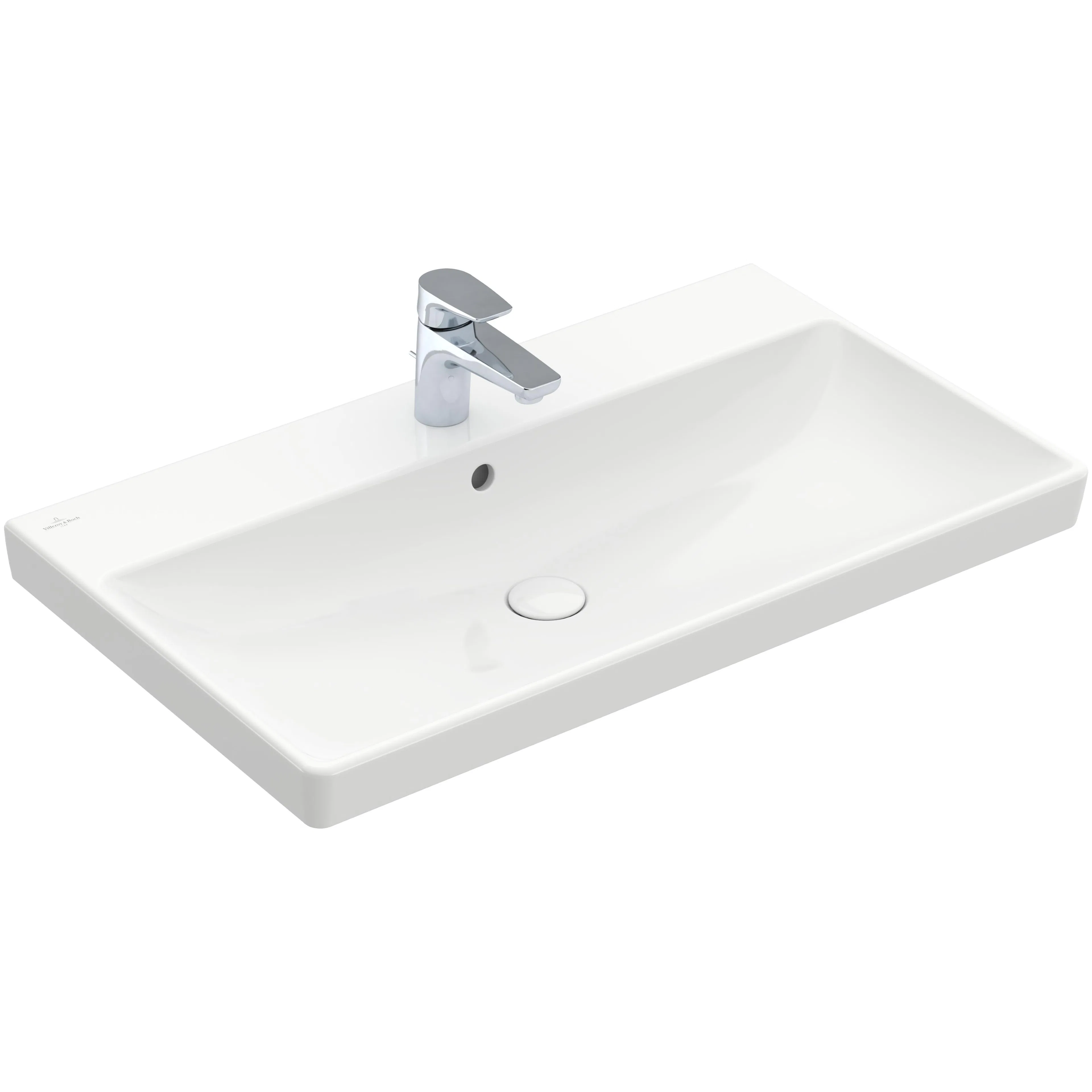 Tvättställ villeroy & Boch Avento 415680R1 Vit Alpin CeramicPlus, Med Bräddavlopp, 800 mm, Med Blandarhål, för Trehålsblandare