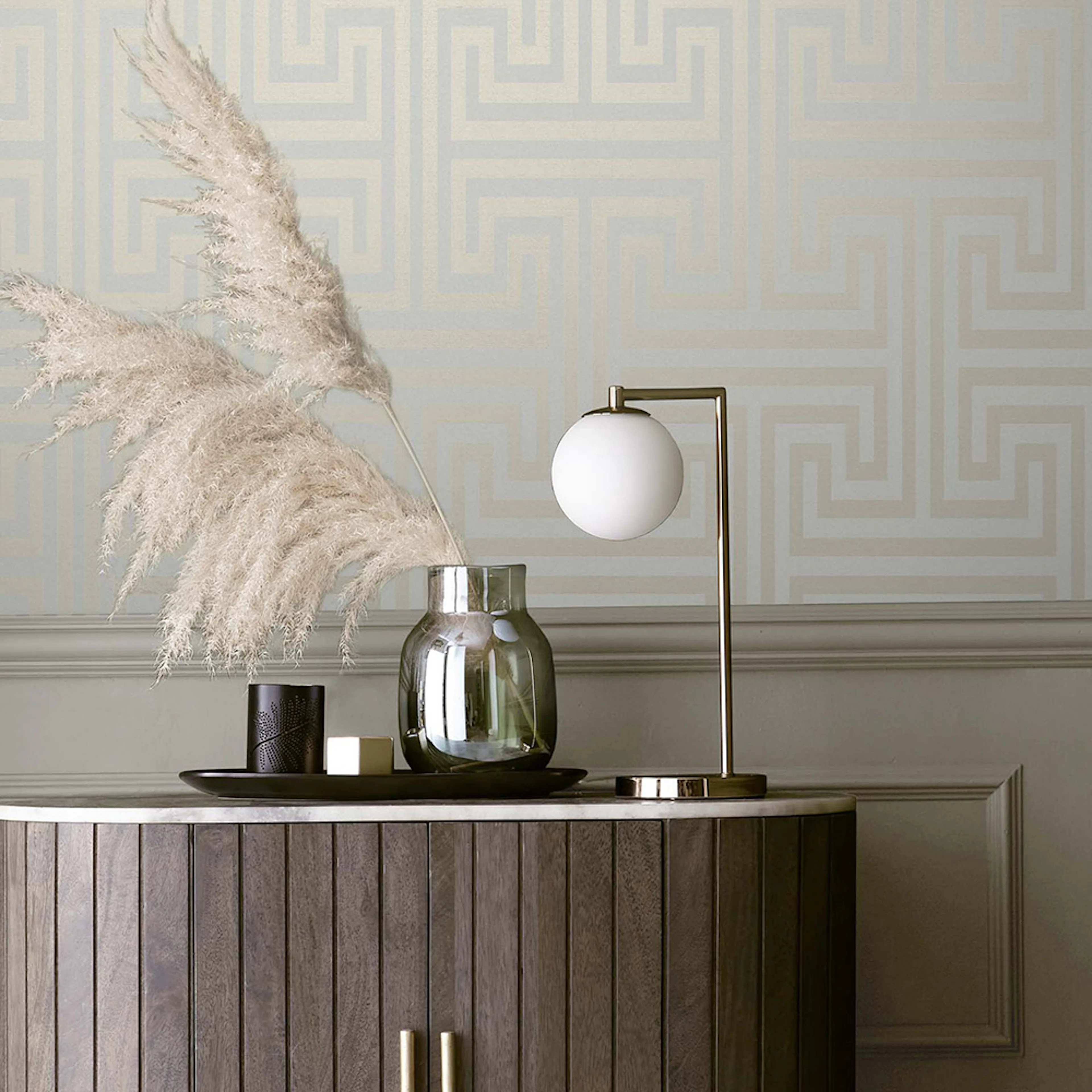 Tapet NEXT Metallic Greek Key Neutral