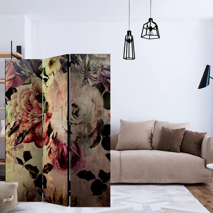 Rumsavdelare Skärmvägg Arkiio Nostalgia Flowers 135x172 cm
