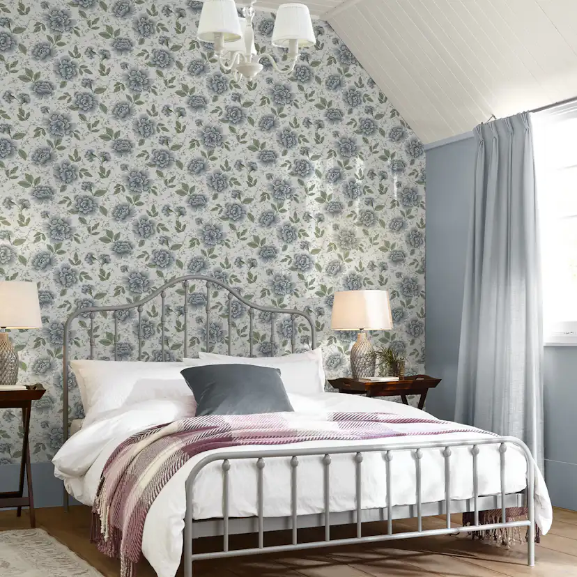 Tapet Laura Ashley Pickworth Posy Pale Seaspray Blå 122747