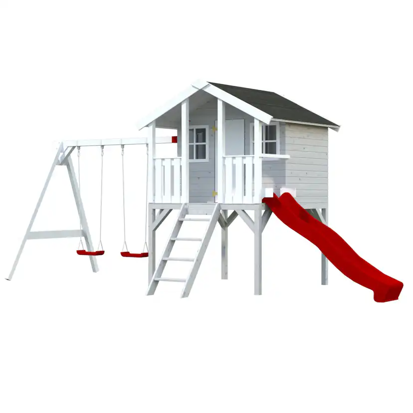 Lekstuga Palmako Toby 2,2 m² Upphöjd Stuga med Gungställning & Altan