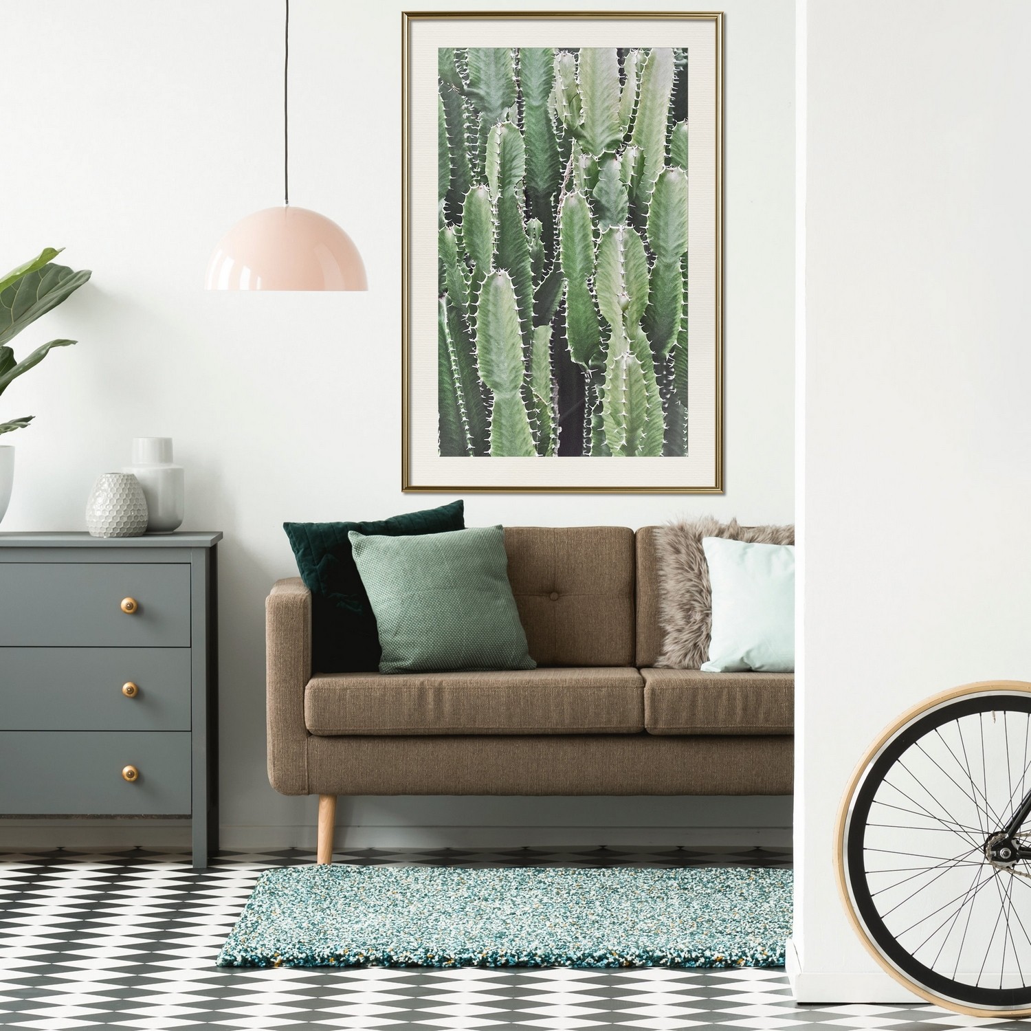 Affisch - Cactus Garden [Poster] 40x60 Guld ram med passepartout, 40x60 cm