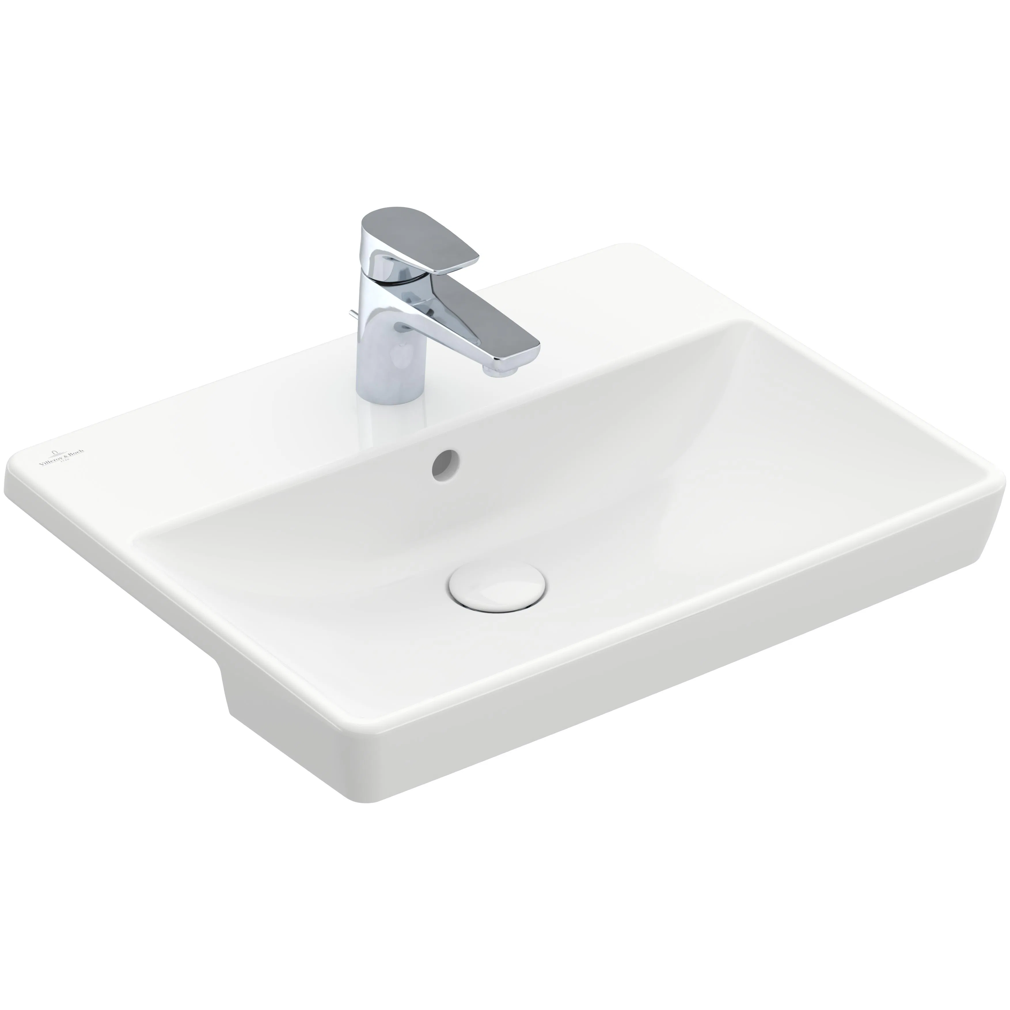 Tvättställ villeroy & Boch Avento 4A065501 Vit Alpin, Med Bräddavlopp, för Trehålsblandare
