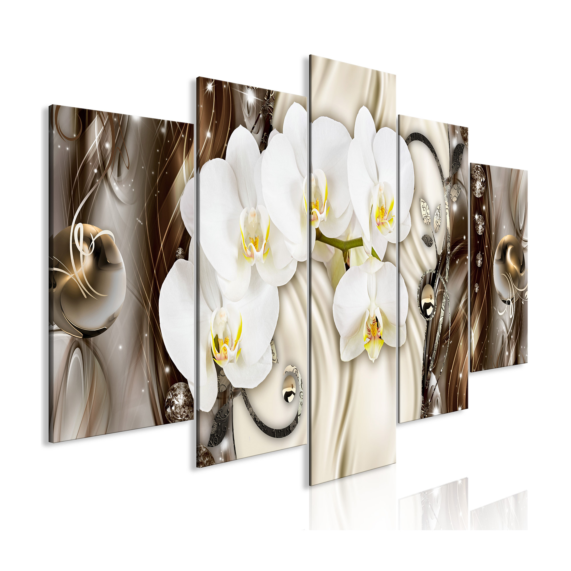 Tavla Arkiio Orchid Waterfall Wide Brown 5 delar