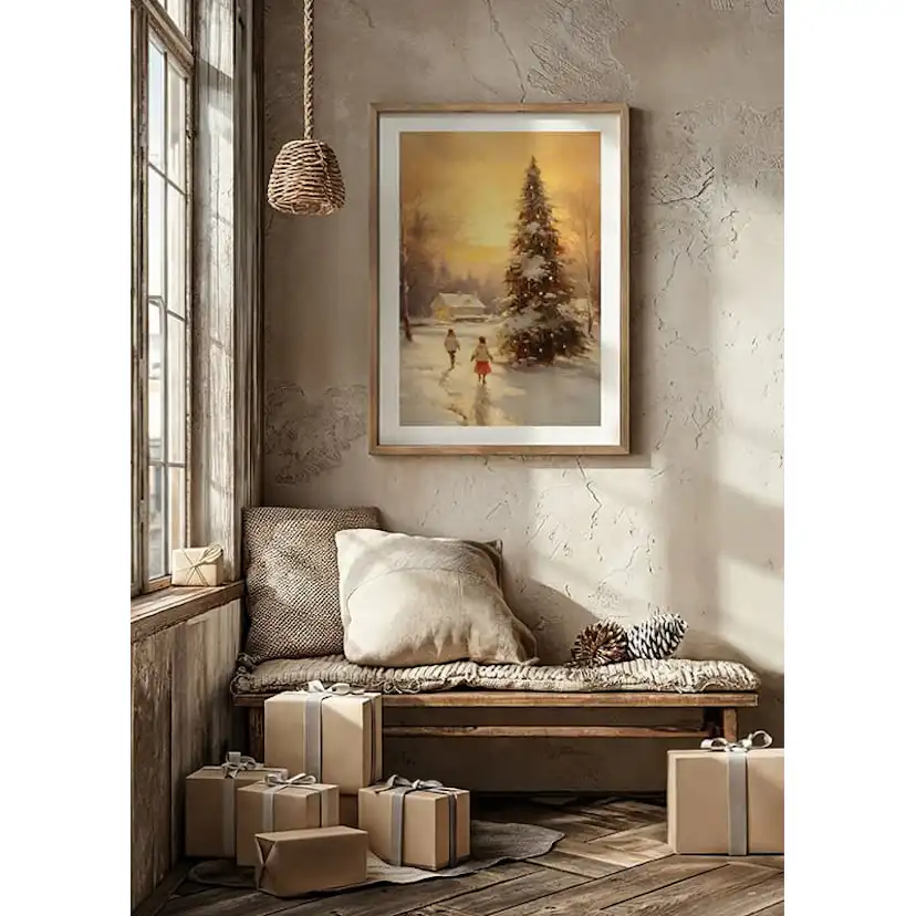 Poster Gallerix Winter Village Sunset