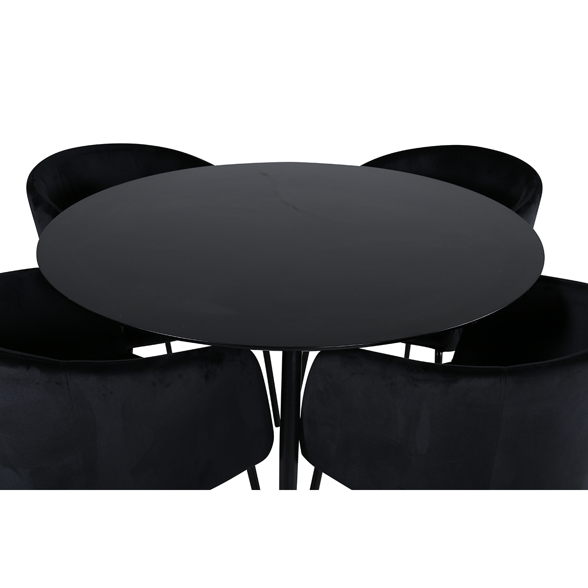 Silar Dining Table - Round 100  cm - Black Melamine / Black Svart