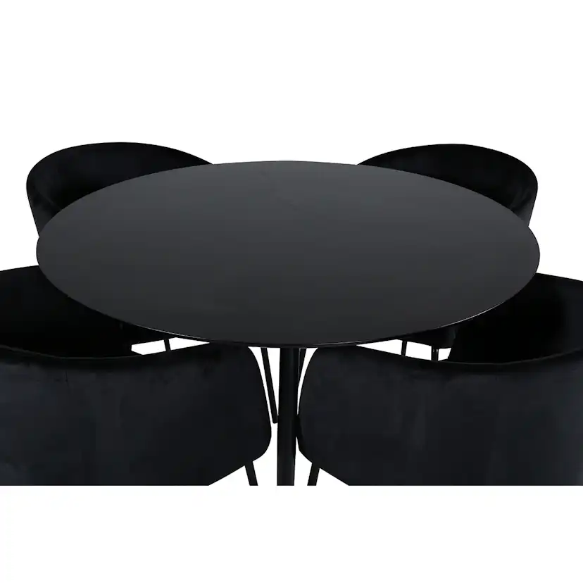 Silar Dining Table - Round 100 cm - Black Melamine / Black Svart