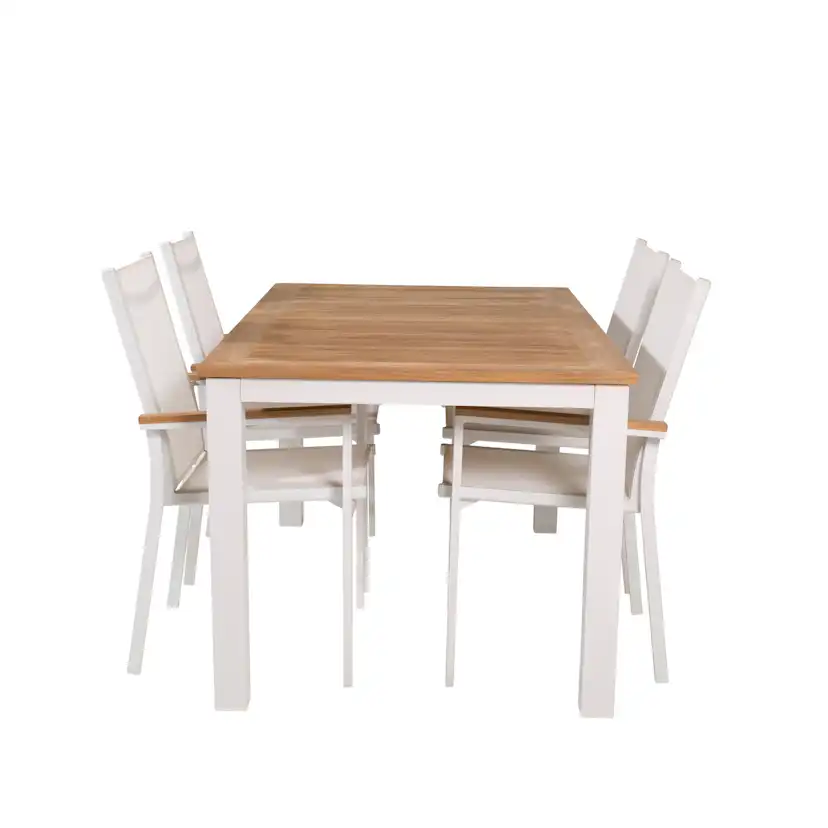 Panama Dining Table 152/210*90 - White Alu / Teak+Texas Arm Blanka Ben