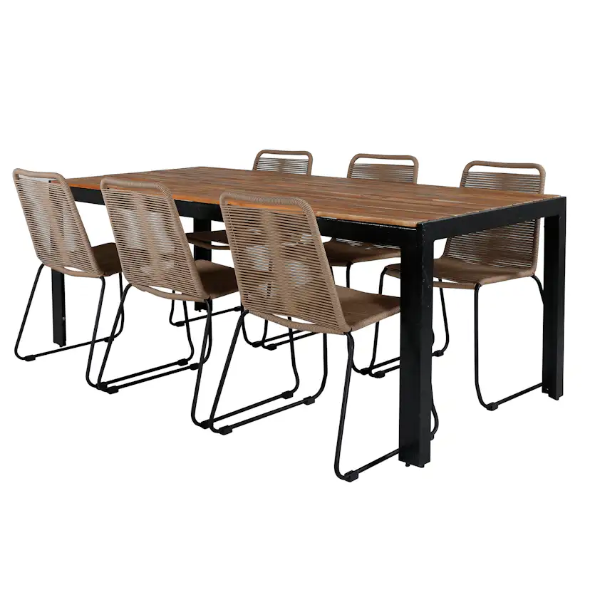 BoisDiningtable205*90cm-LindosStackingChair-LatteRope_6 Beige
