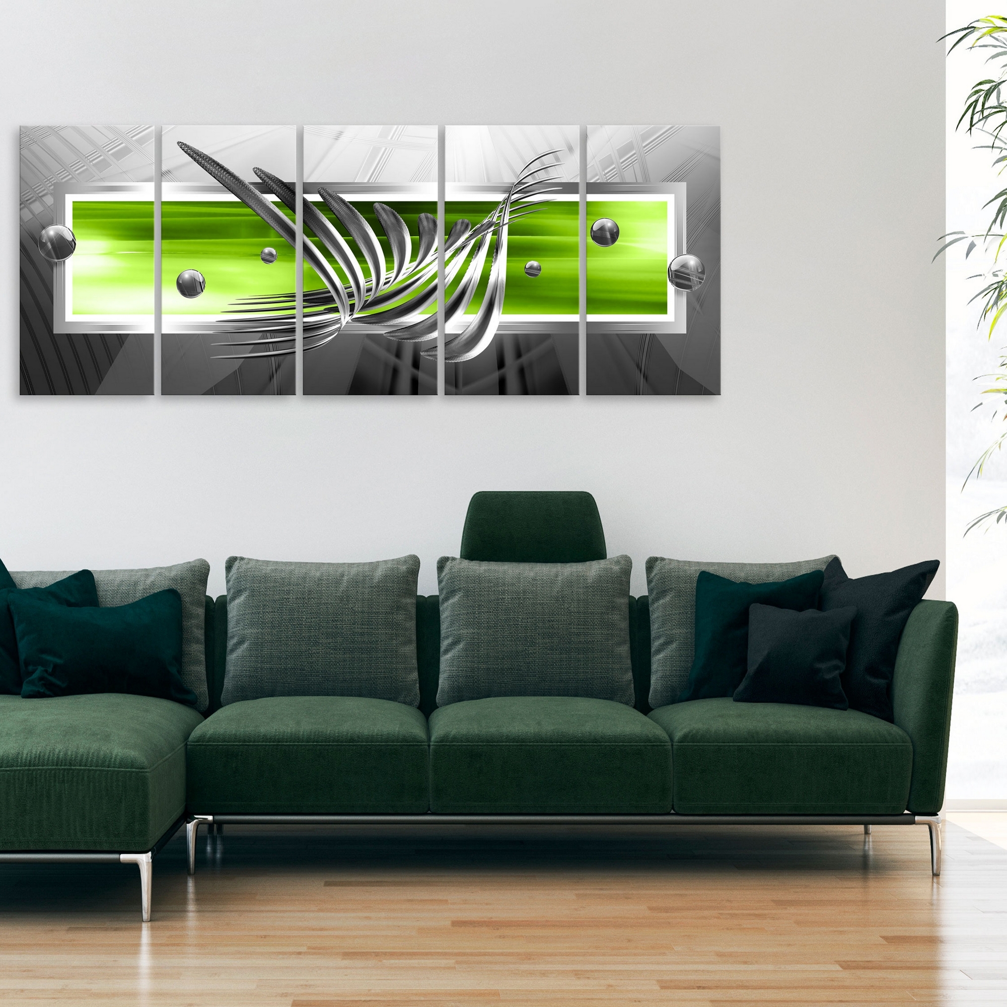Tavla Arkiio Silver Wings Narrow Green 5 delar
