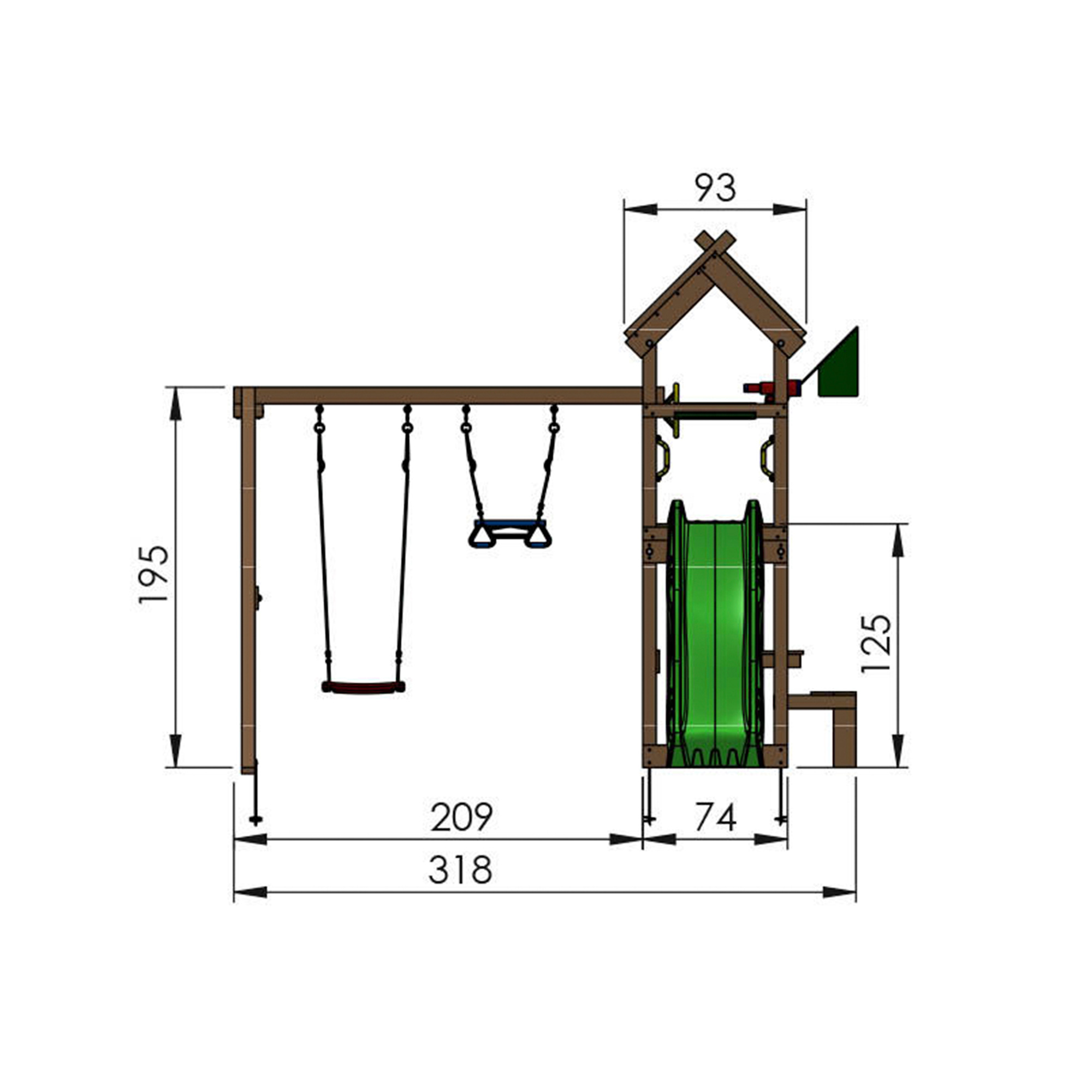 Lektorn Jungle Gym Totem Inkl Gungmodul & Blå Rutschkana