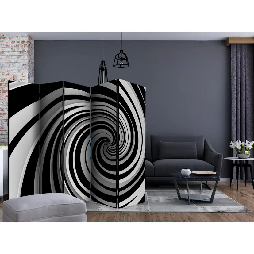 Rumsavdelare Arkiio Black and White Swirl II 225x172 cm
