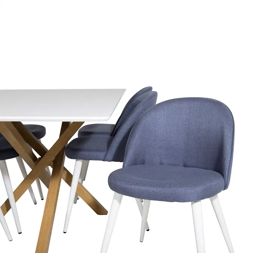 Piazza Dining Table - 180*90*75 - White / Oak+Velvet Dining Blå/Vit