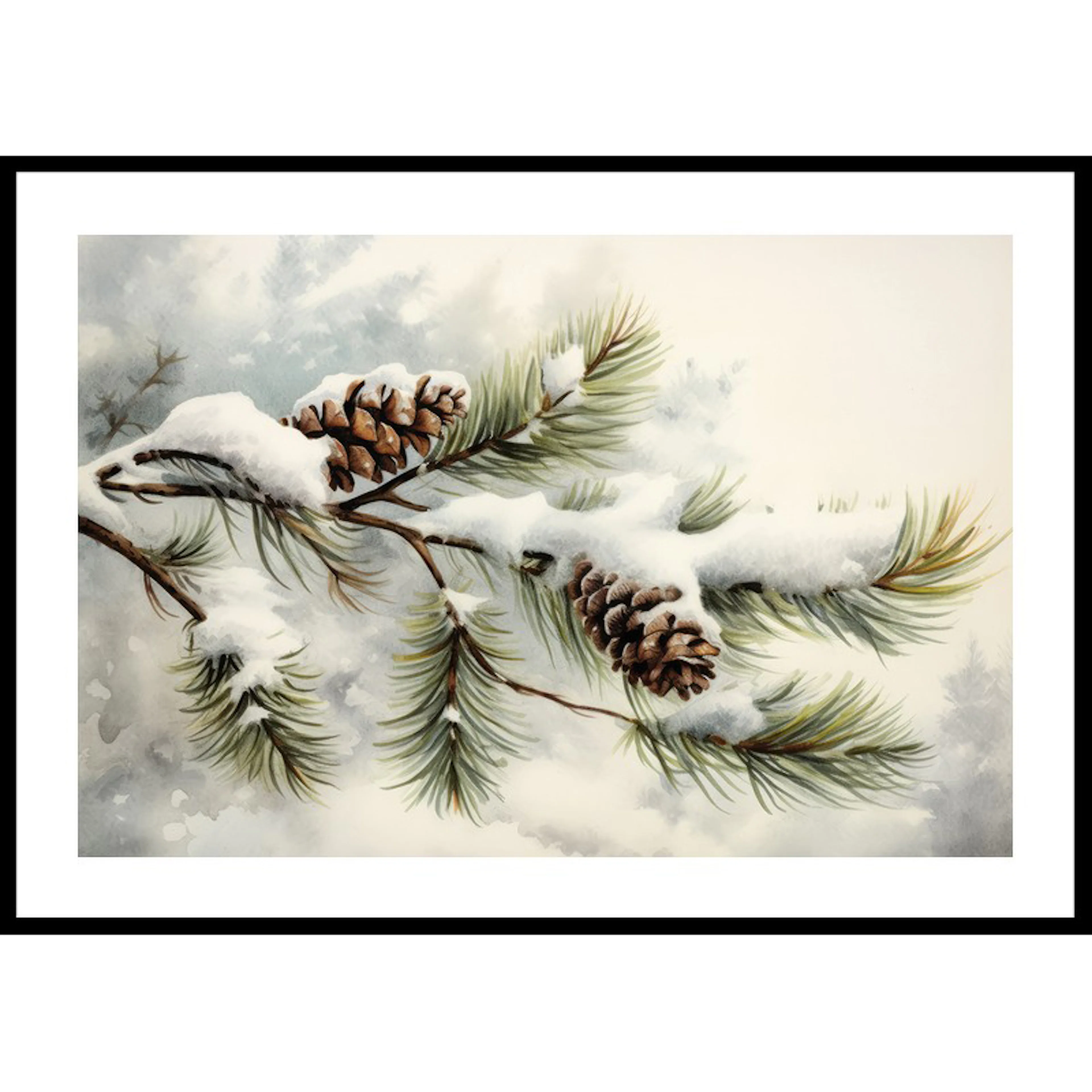 Snow Covered Pine Cones 30x40 30x40 cm