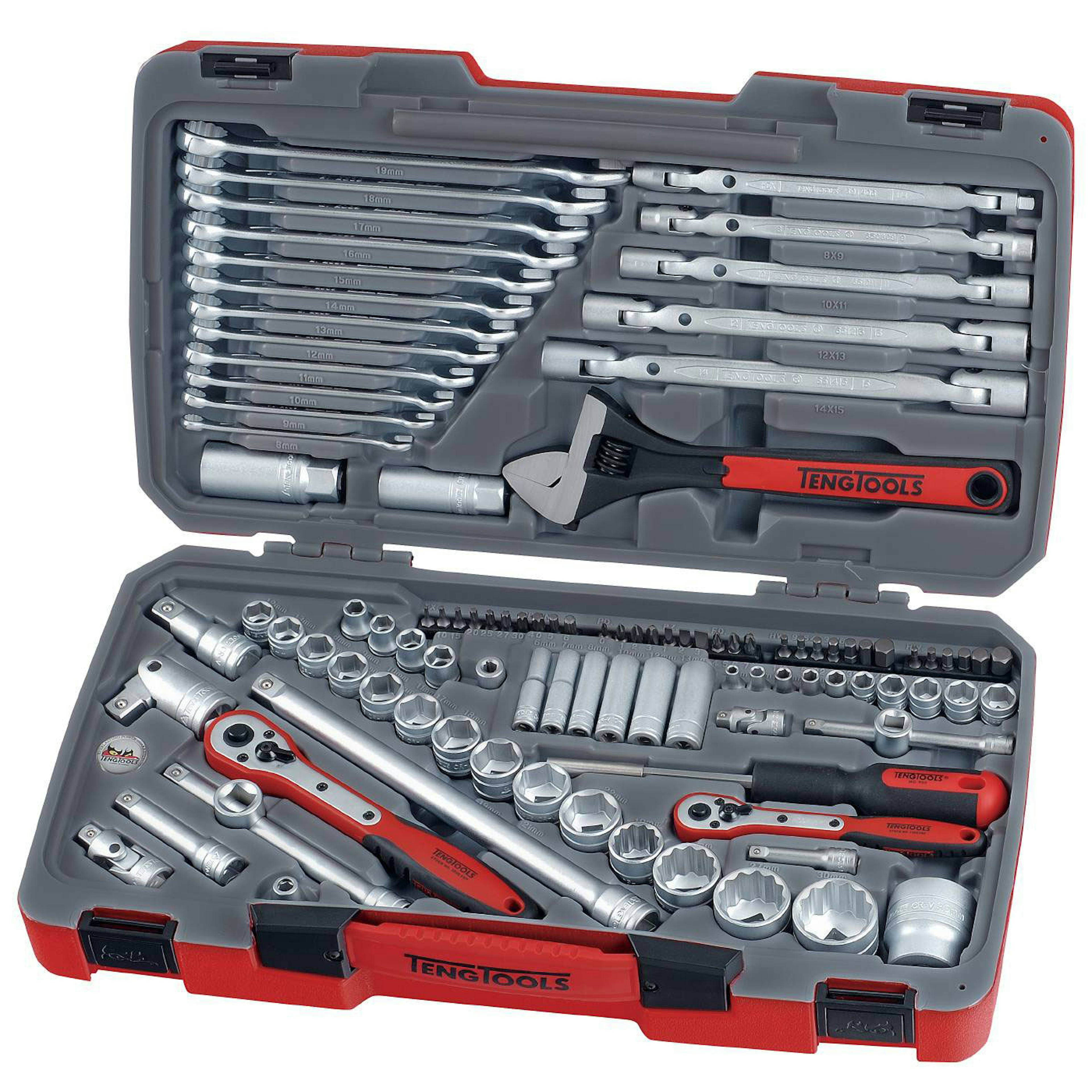 Hylsnyckelsats med 1/4 tum, 3/8 tum och 1/2 tum fyrkantsfäste Teng Tools TM106