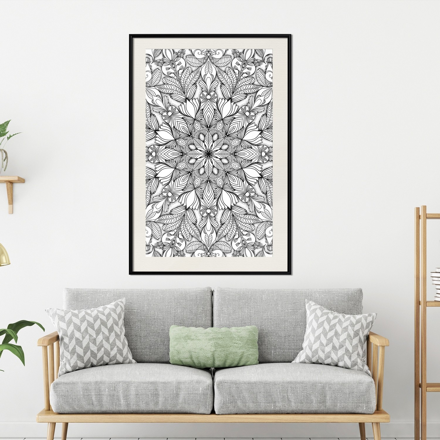 Poster Artgeist Affisch Monochrome Mandala