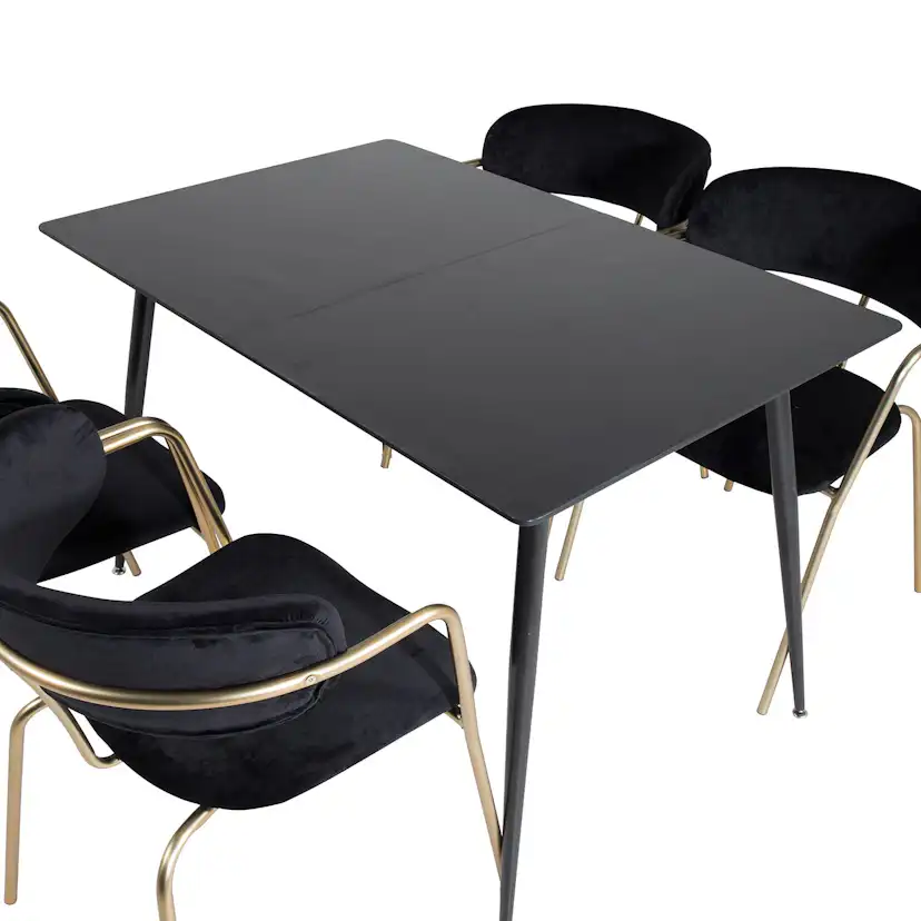 Matgrupp Venture Home Silvia med Iläggsskiva och 4 Aris Karmstolar