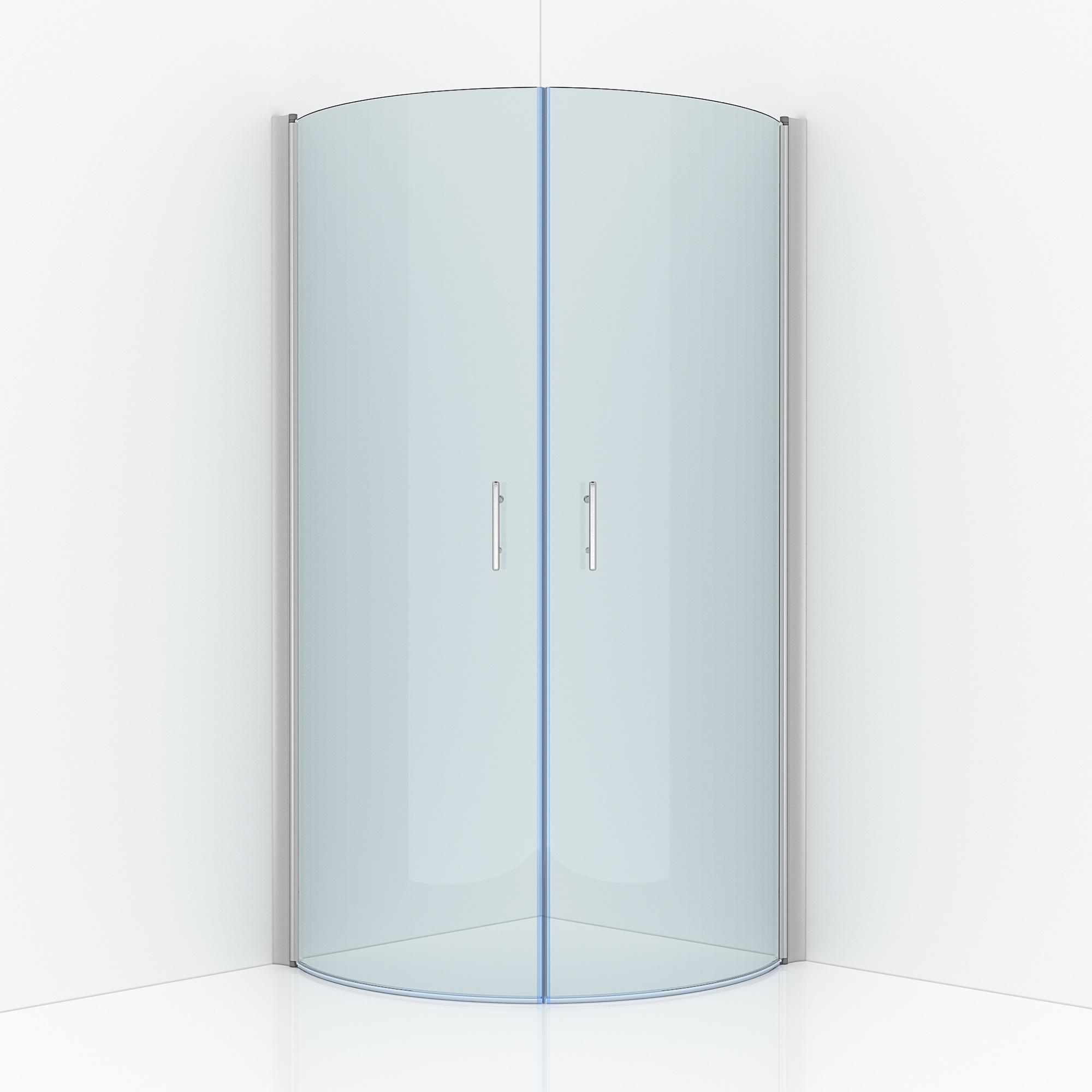 Duschhörna Cirkel 90x90, Klarglas, Matt profil 900x900 mm, Matt aluminium, Klarglas
