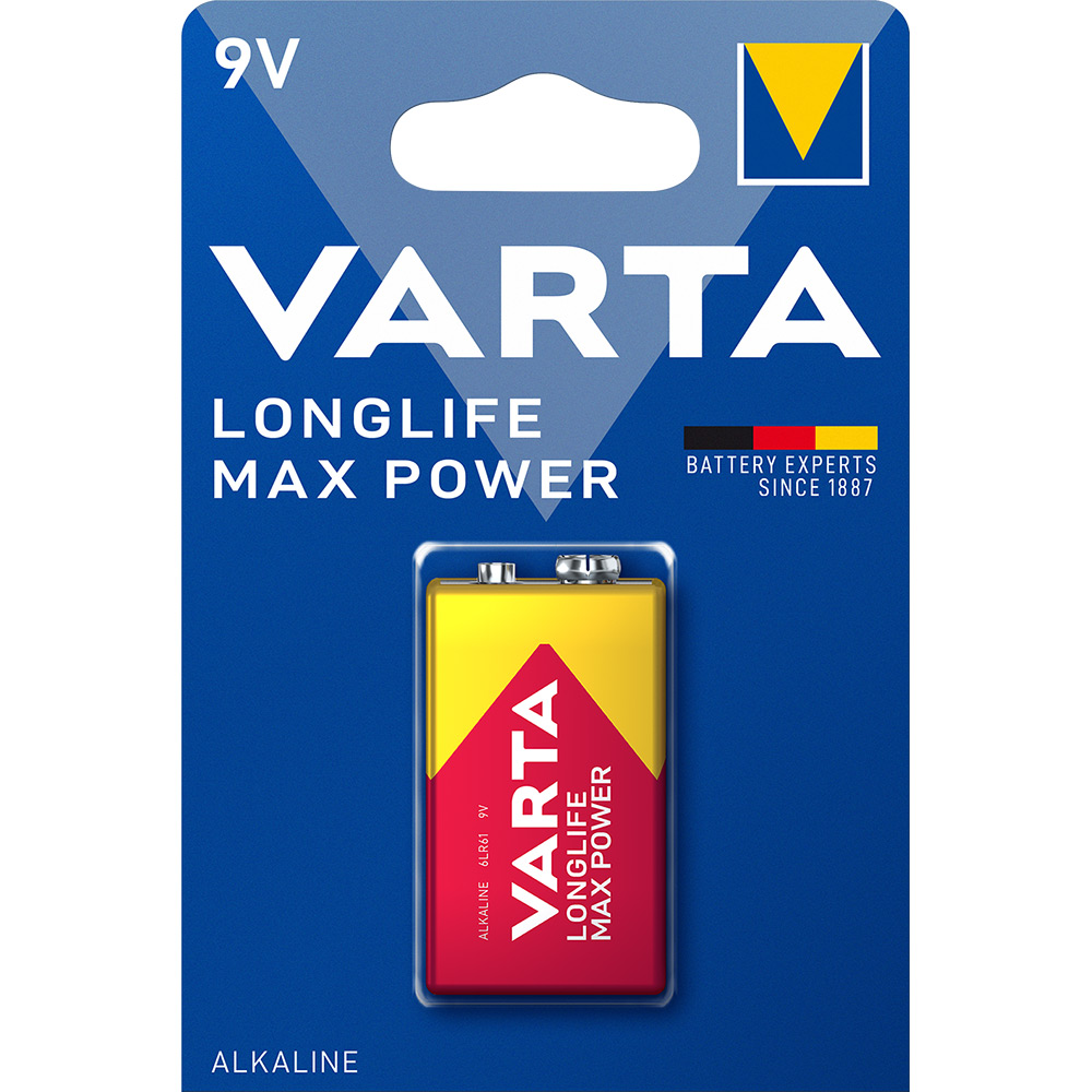 Batteri VARTA Alkaliska Longlife Max Power 9V 1-Pack