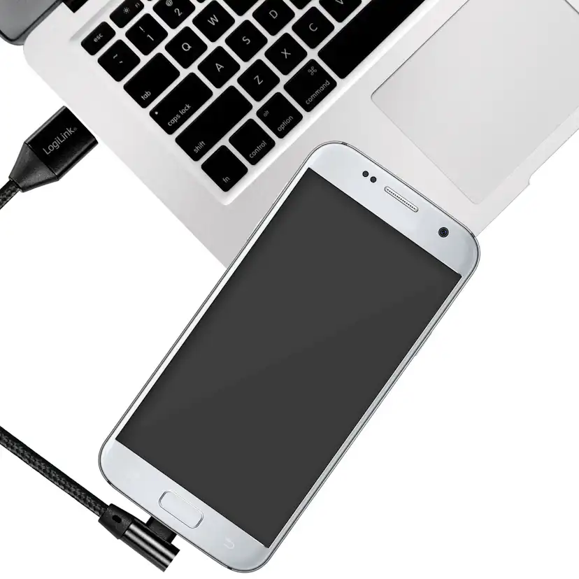 Vinklad MicroUSB-kabel LogiLink USB 2.0 15W 1 m